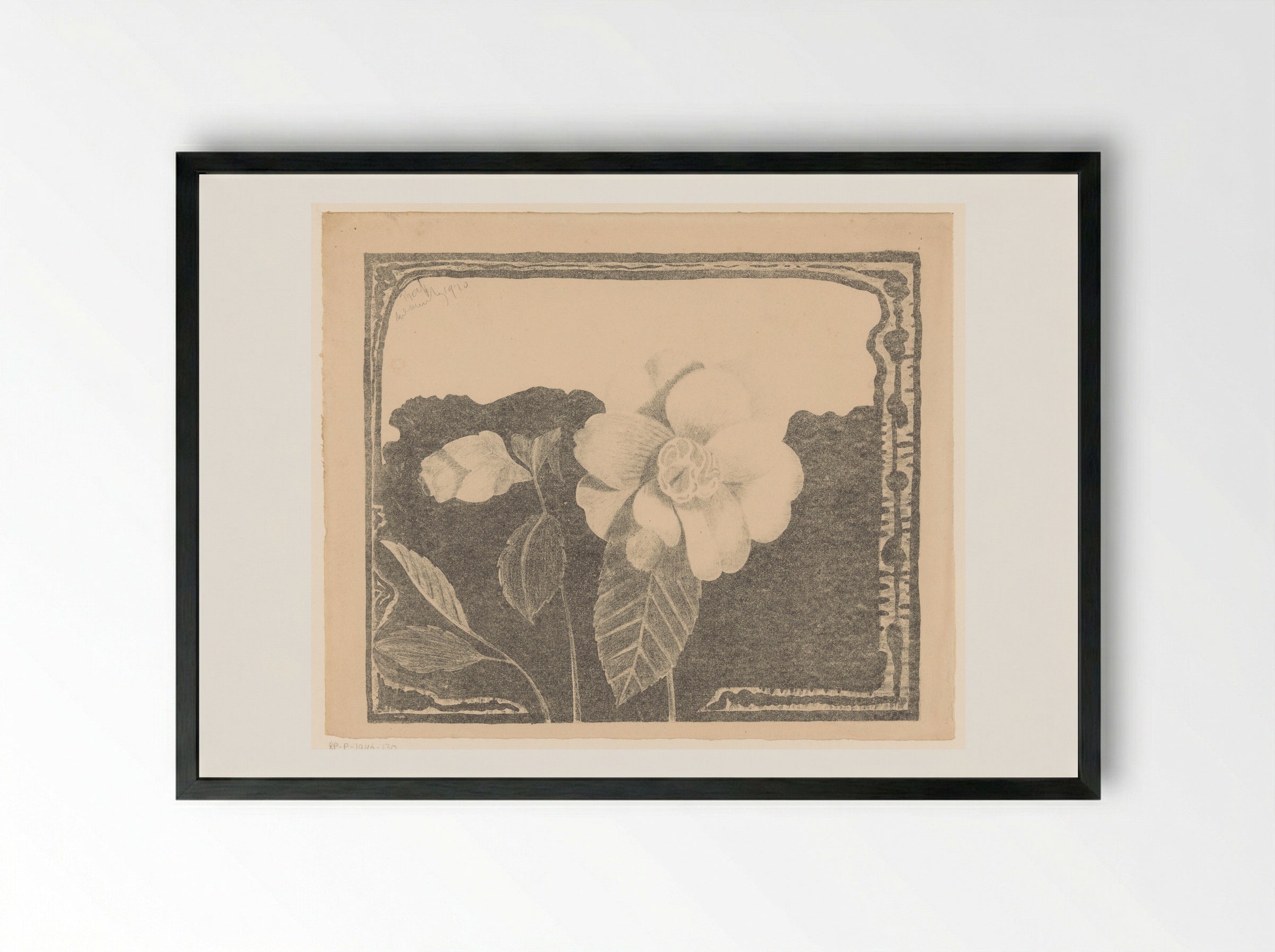 Camelia, links een bloem in knop - Samuel Jessurun de Mesquita - Framed Print Black