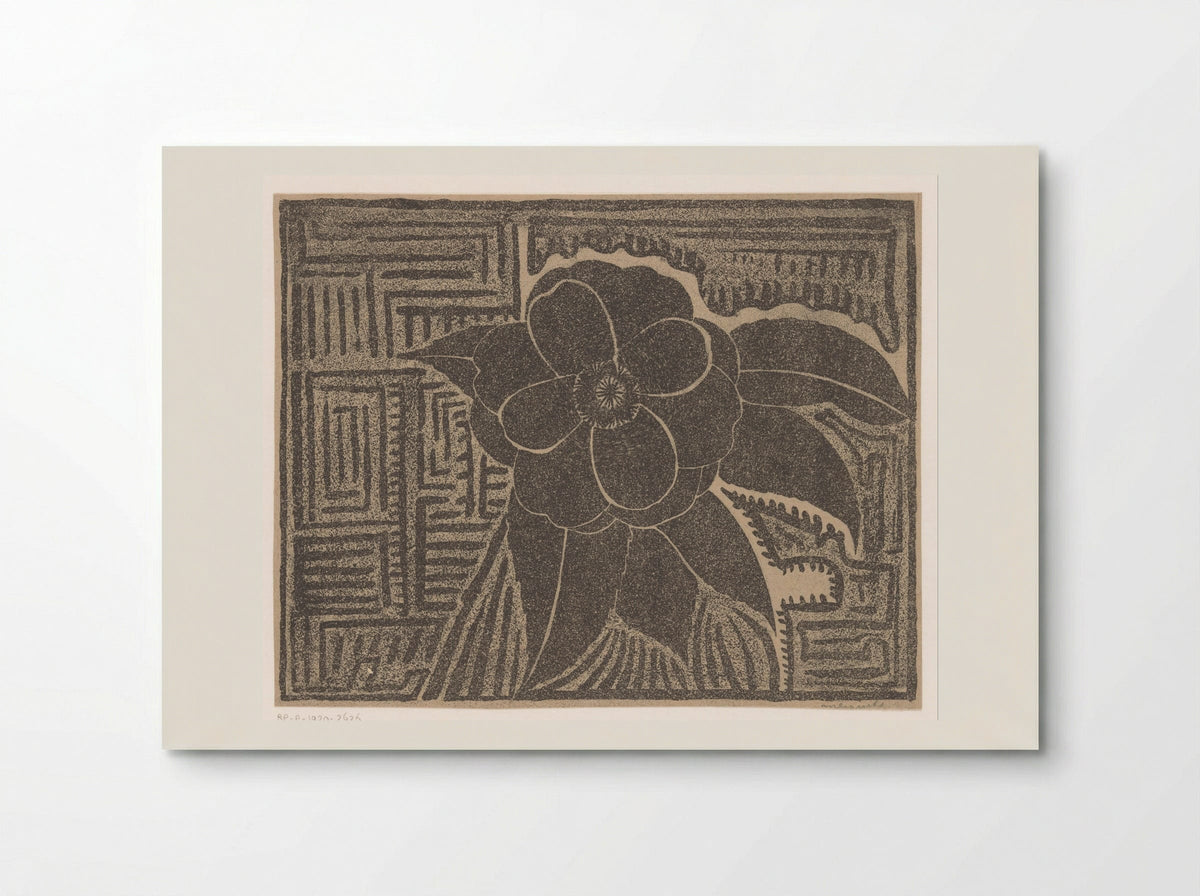 Camelia (zwart; rondom een doolhofachtig patroon) - Samuel Jessurun de Mesquita - Poster