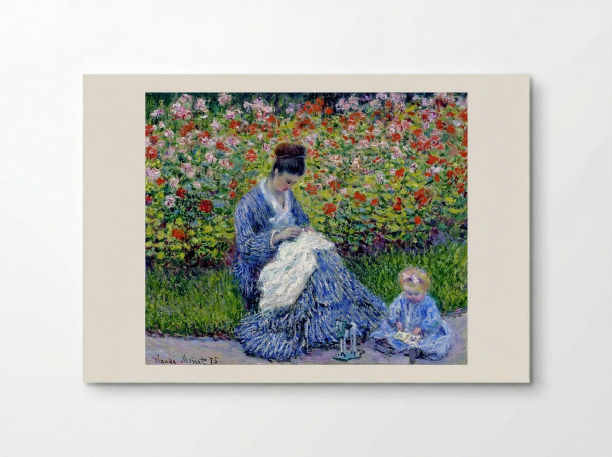 Camille Monet and a Child in the Artist’s Garden in Argenteuil - Claude Monet - Poster