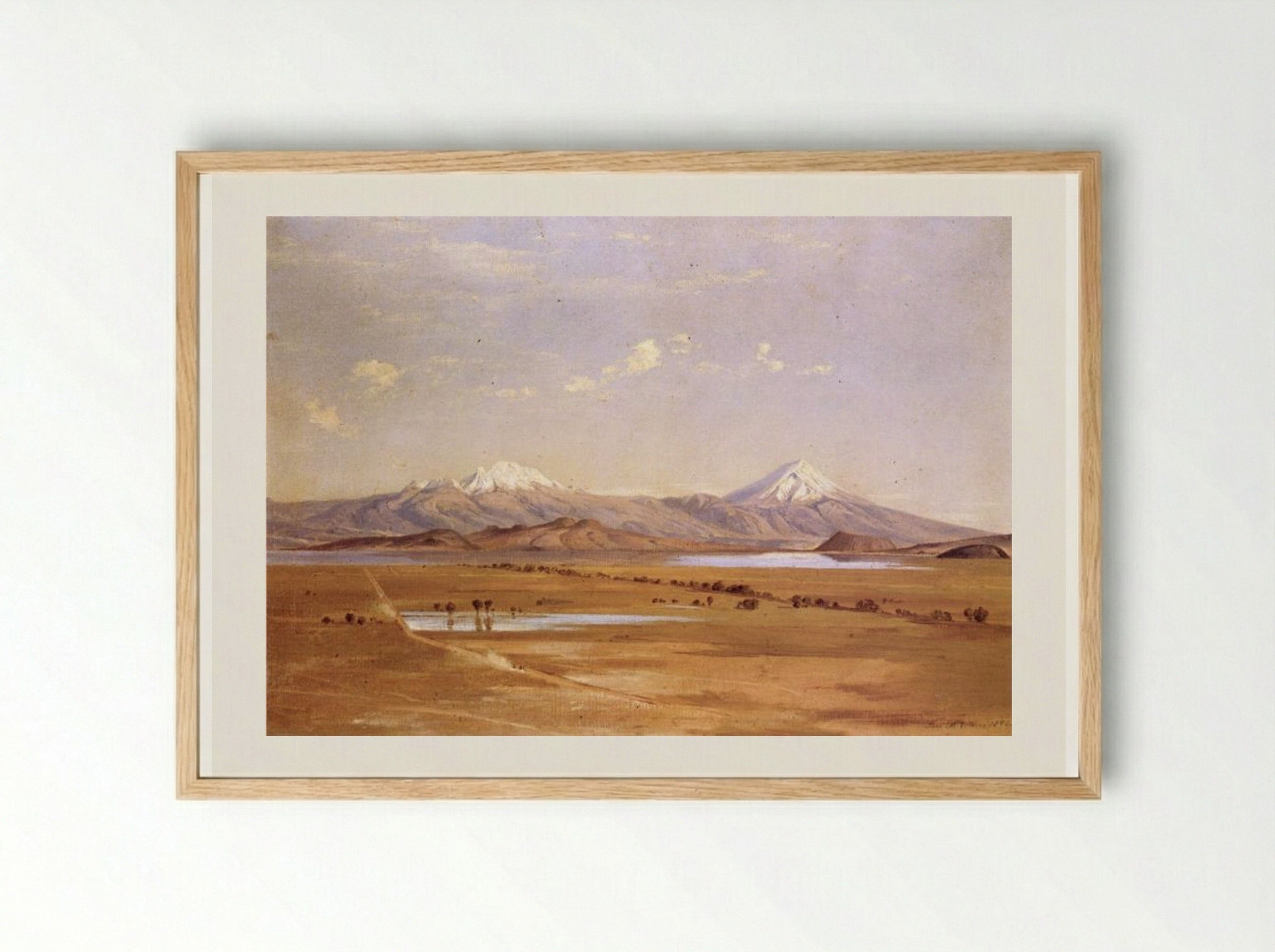Camino a Chalco con los volcanes - José María Velasco - Framed Print Wood