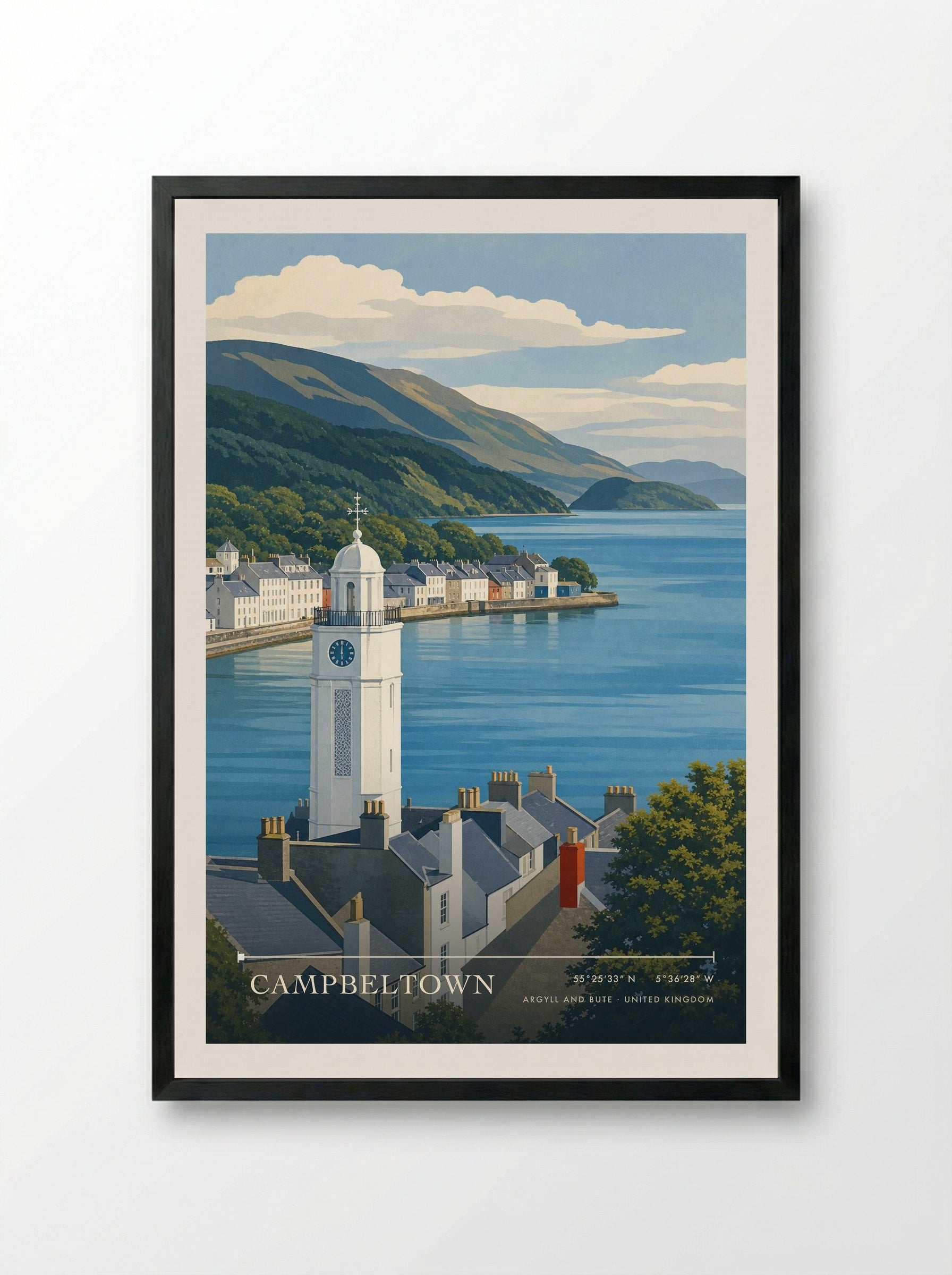 Campbeltown Argyll and Bute United Kingdom Travel Poster - Framed Print Black