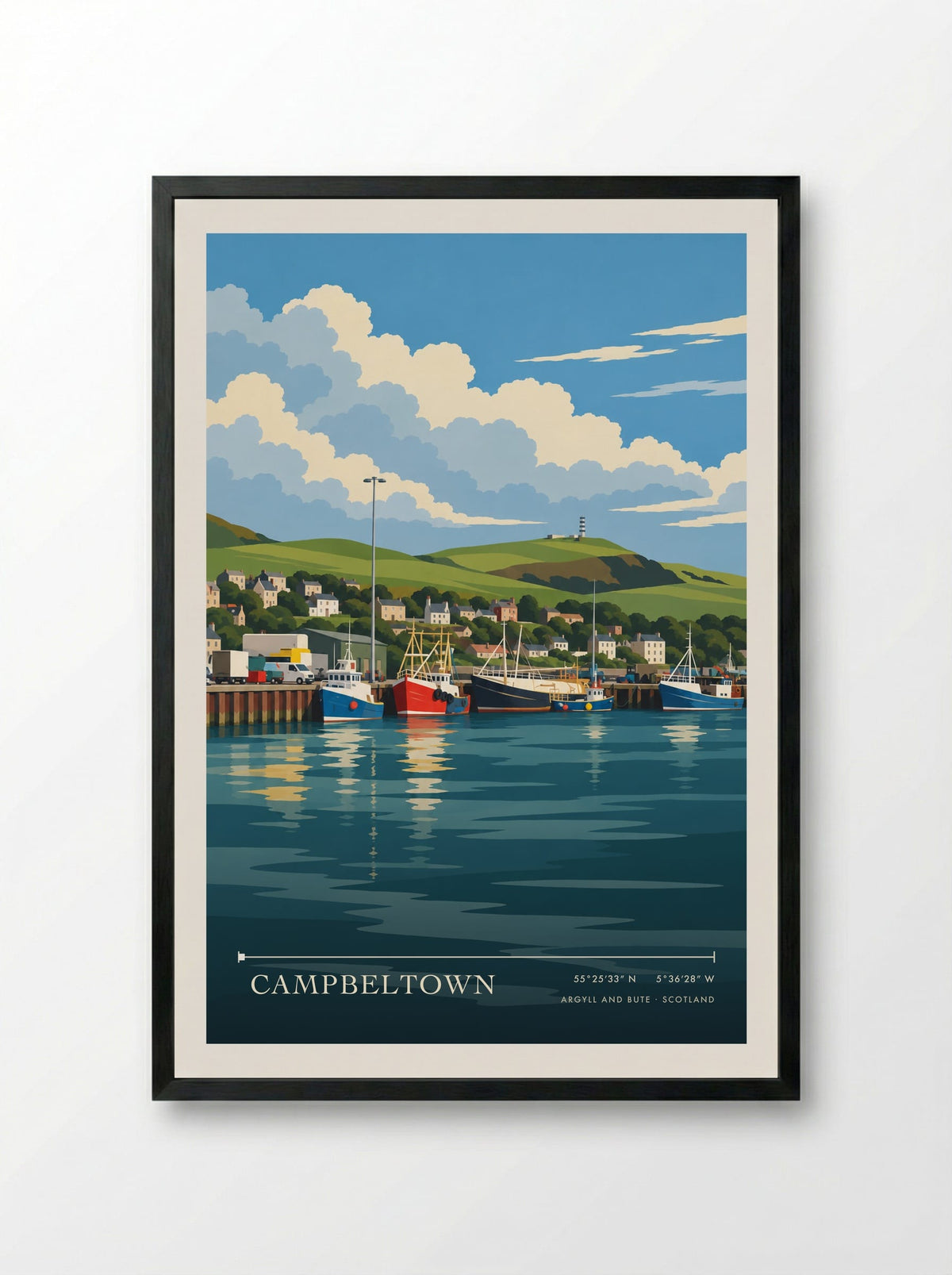 Campbeltown, Argyll and Bute | Travel Poster - Framed Print Black