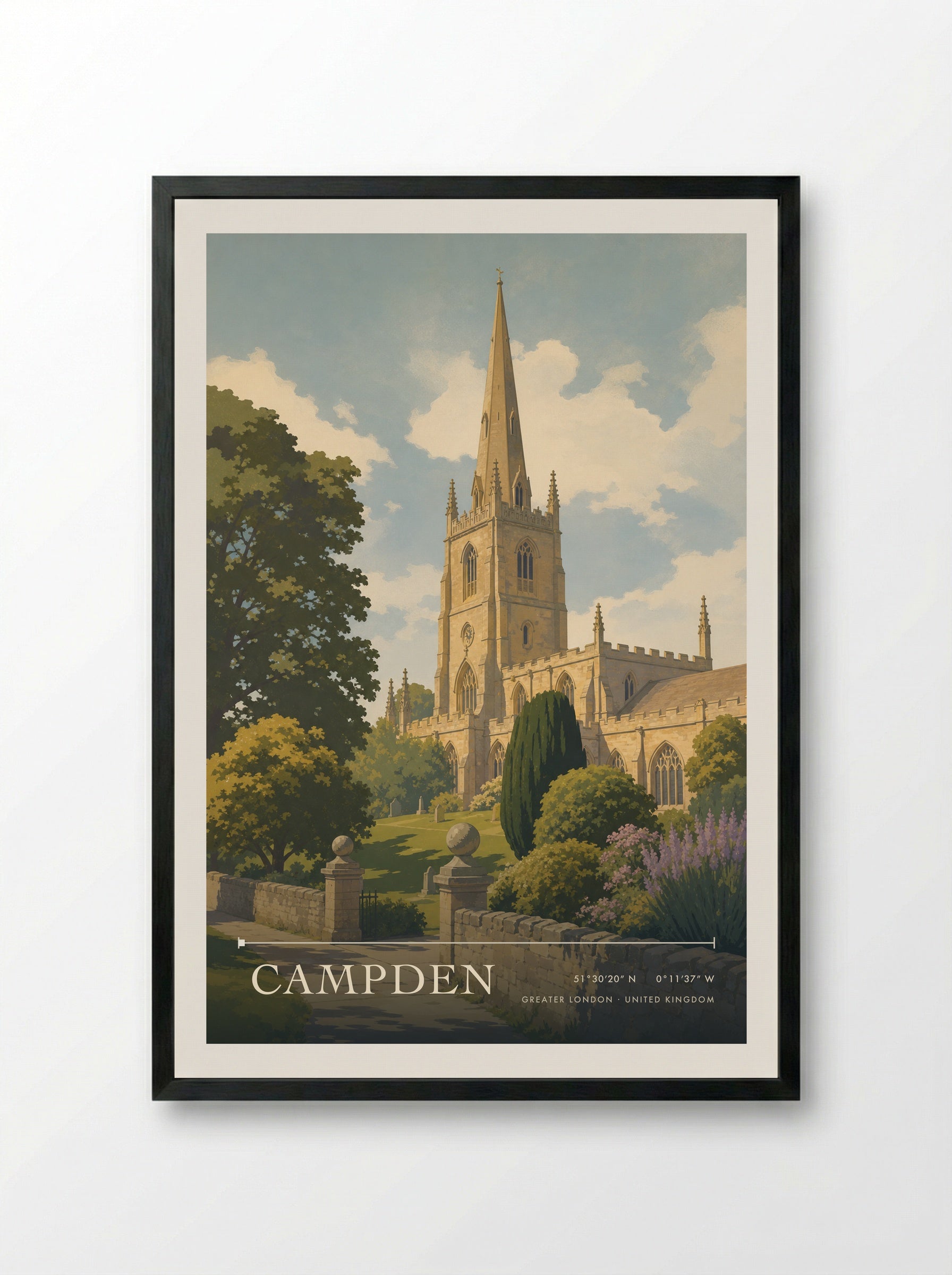 Campden Greater London United Kingdom Travel Poster - Framed Print Black