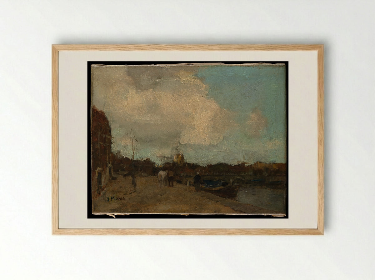 Canal Side - Jacob Maris - Framed Print Wood