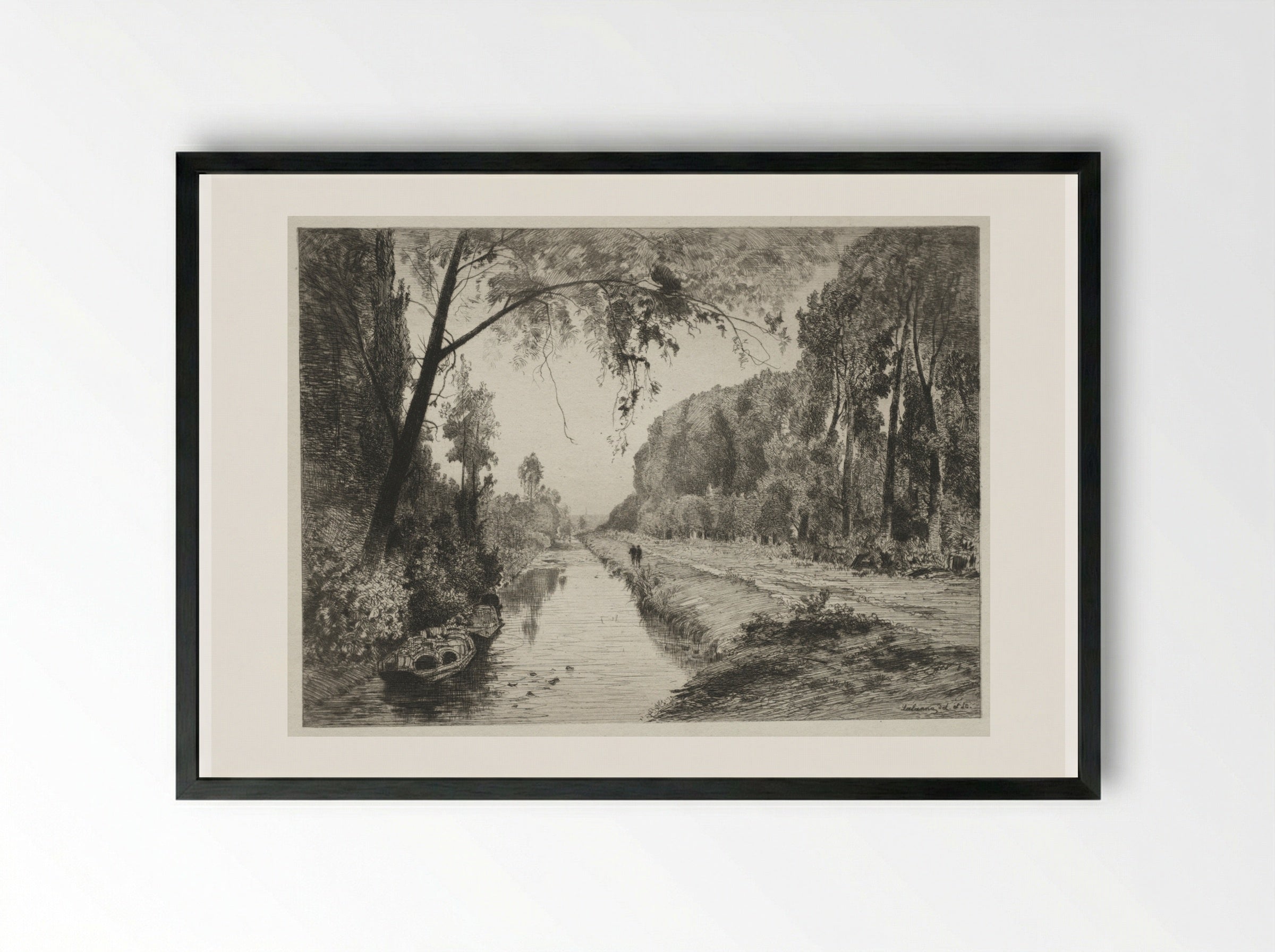 Canal at Pont Sainte-Maxence - Maxime Lalanne - Framed Print Black