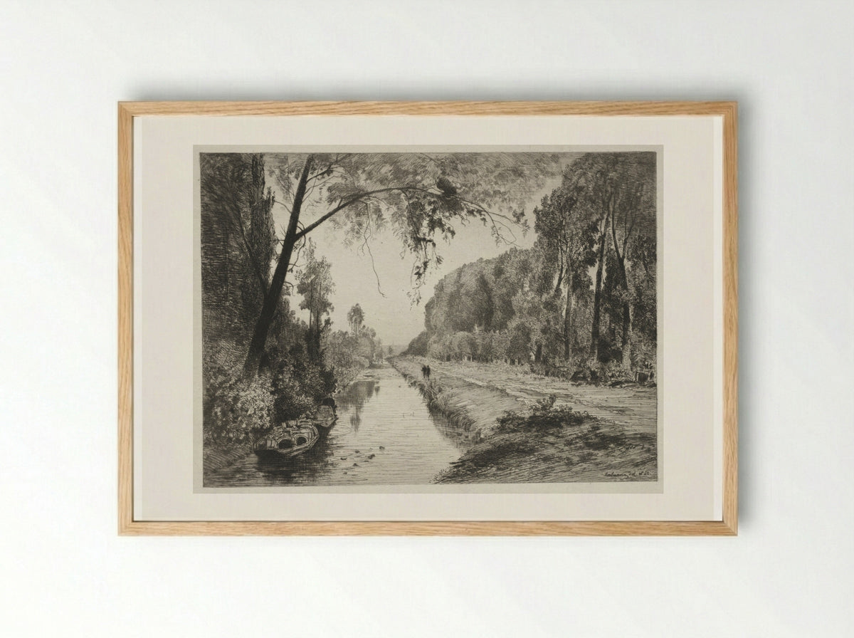 Canal at Pont Sainte-Maxence - Maxime Lalanne - Framed Print Wood