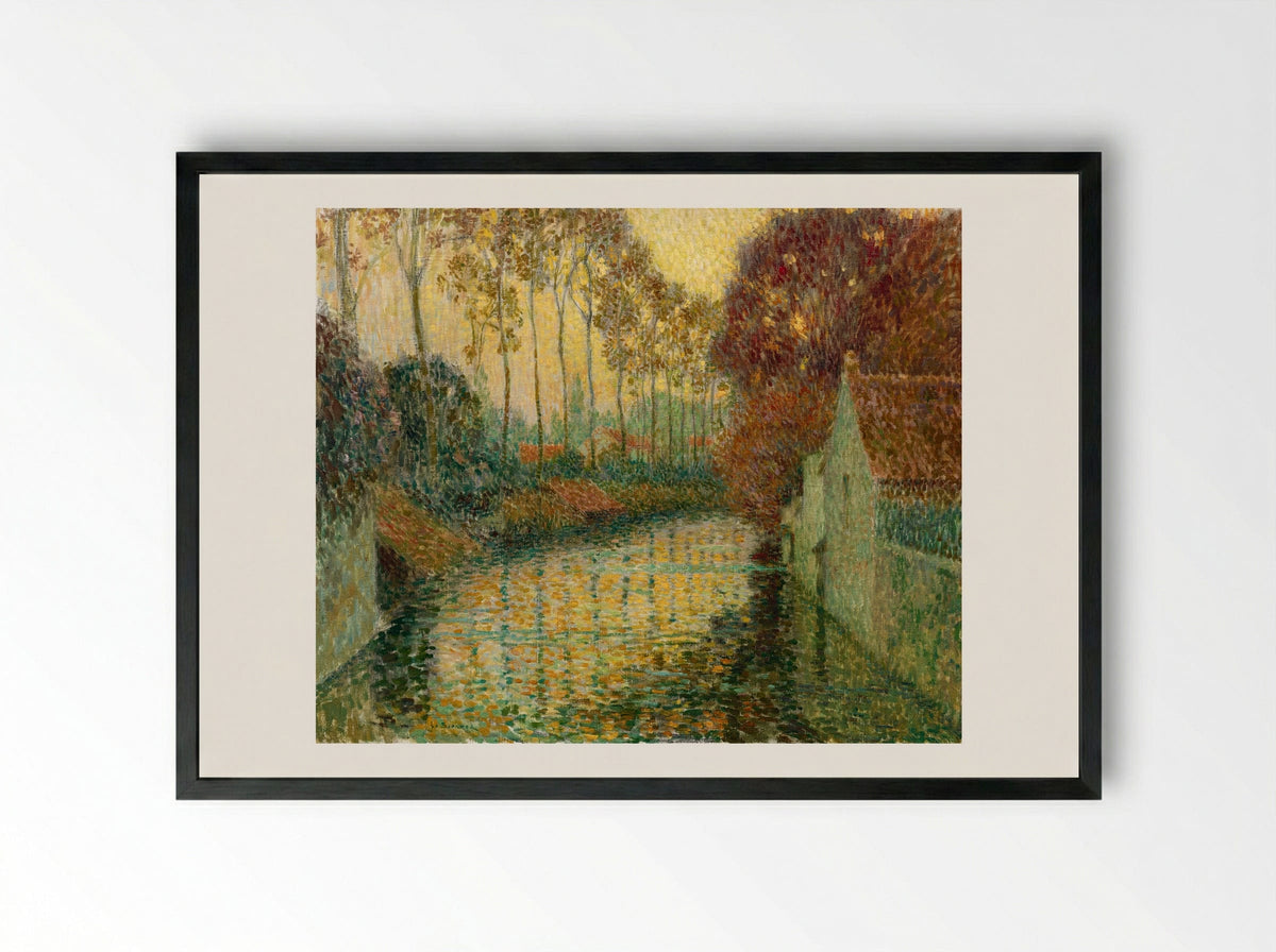 Canal in Autumn (Gisors) - Henri Le Sidaner - Framed Print Black