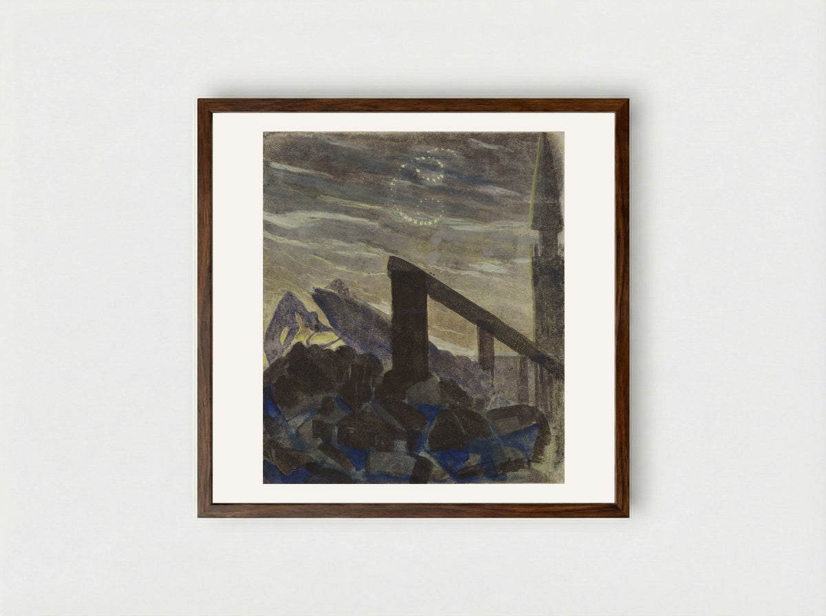Cancer (Zodiac Cycle) - Mikalojus Konstantinas Čiurlionis - Framed Print Dark Wood