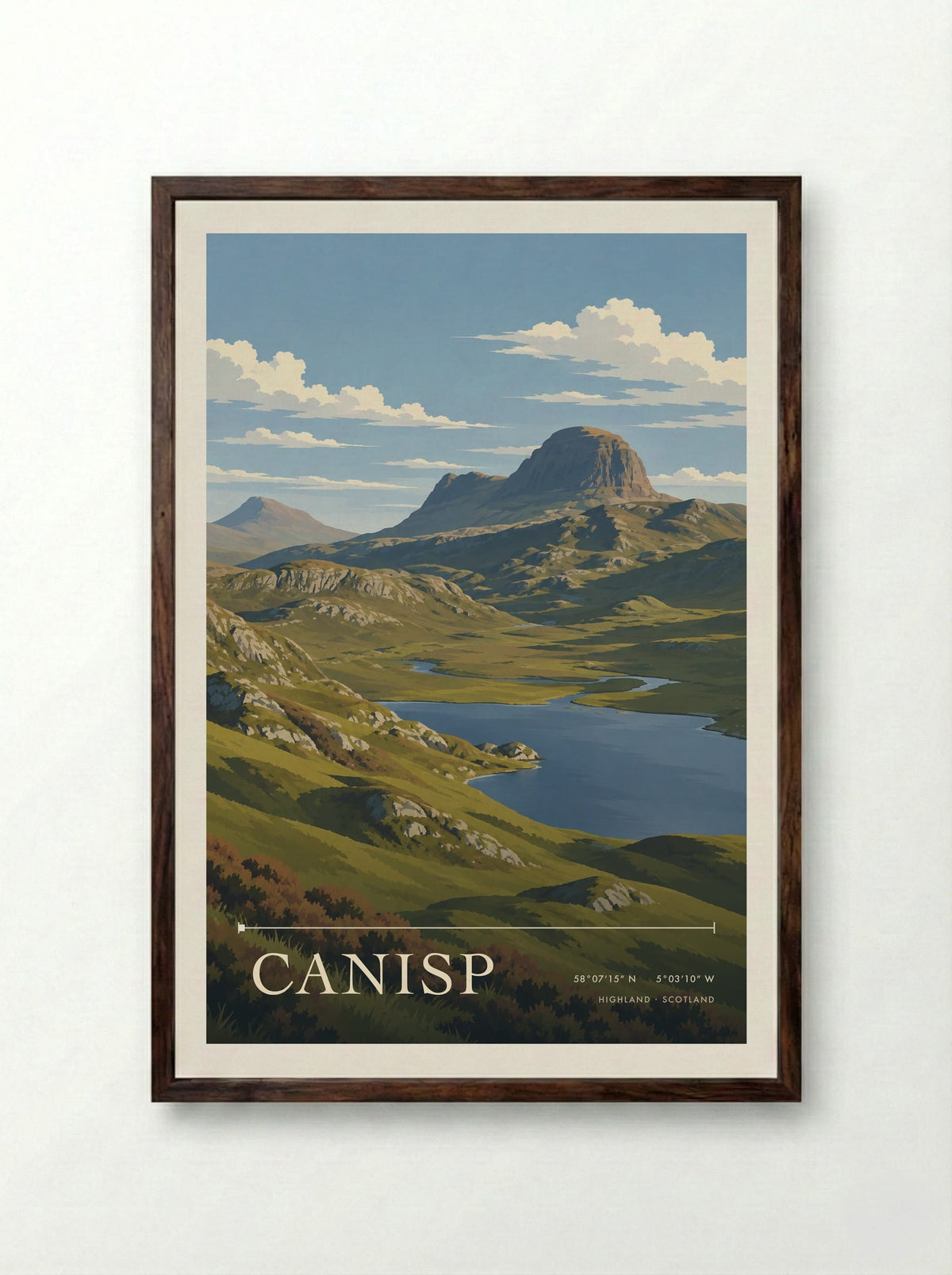 Canisp, Highland | Travel Poster - Framed Print Dark Wood