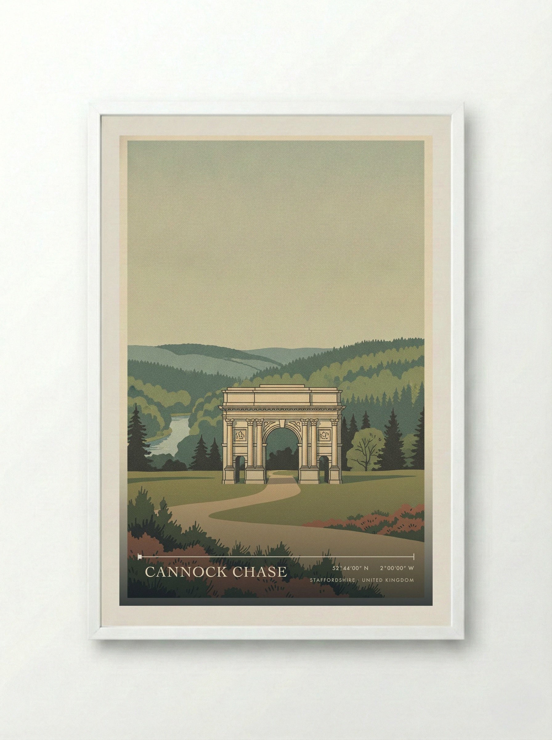 Cannock Chase Staffordshire United Kingdom Travel Poster - Framed Print White