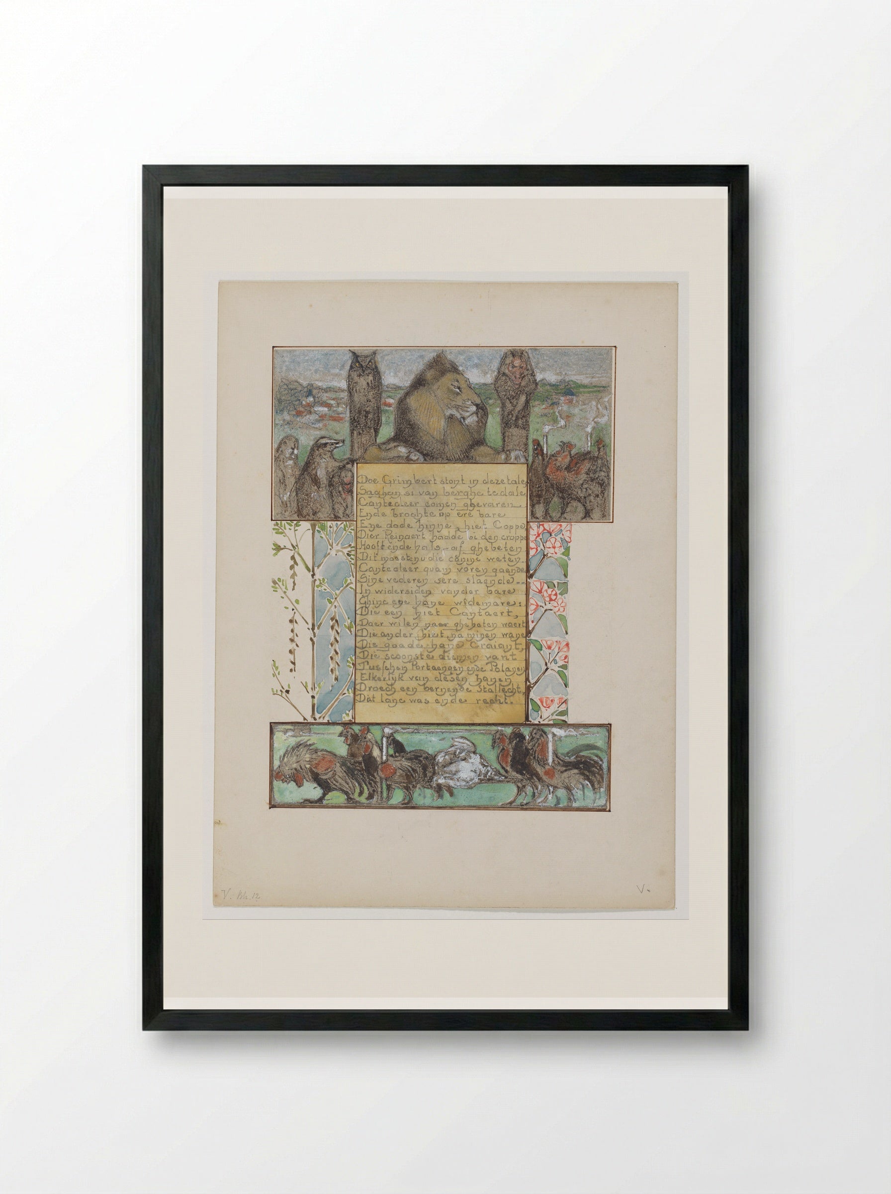 Canteclaer komt met gedode hen bij koning Nobel - Bernard Willem Wierink - Framed Print Black