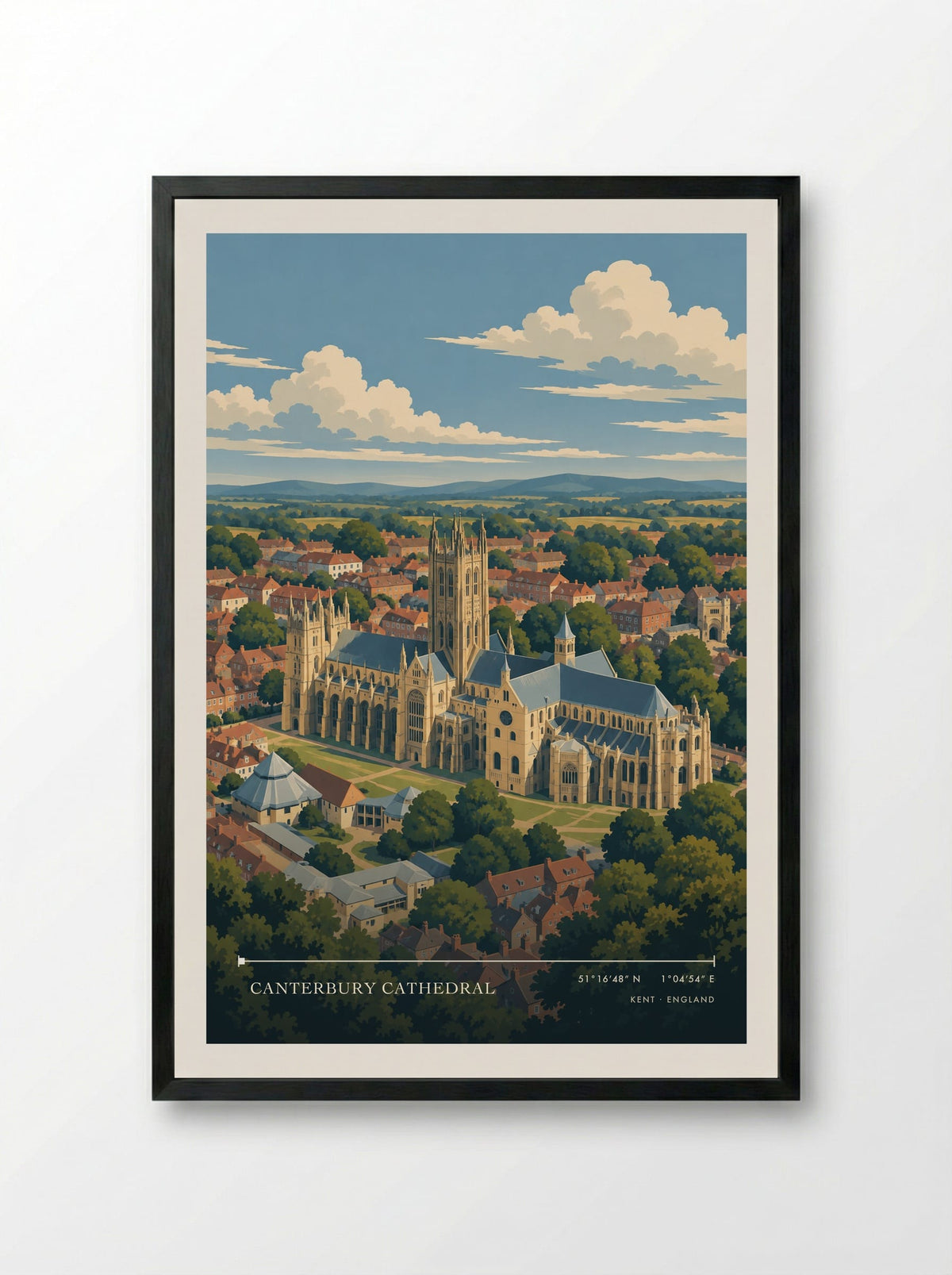 Canterbury Cathedral, Kent | Travel Poster - Framed Print Black