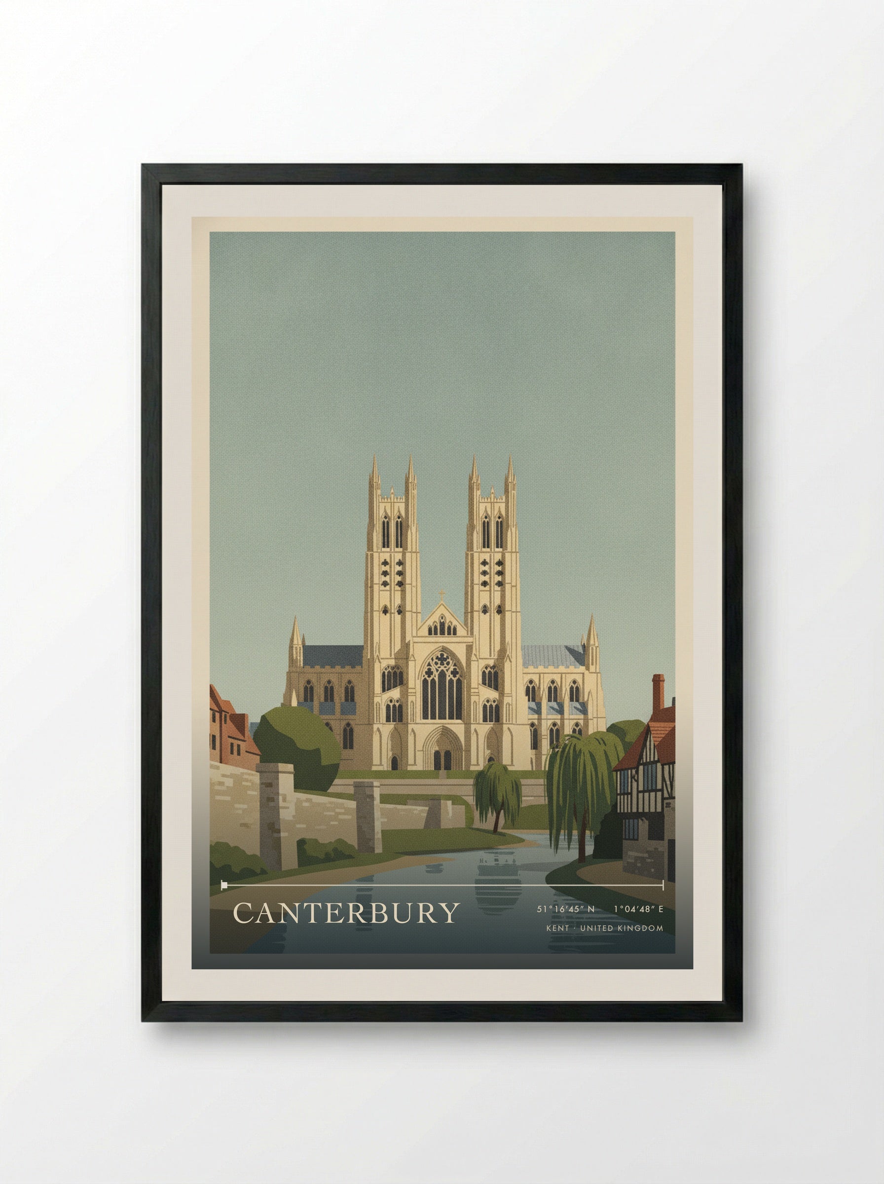Canterbury Kent United Kingdom Travel Poster - Framed Print Black