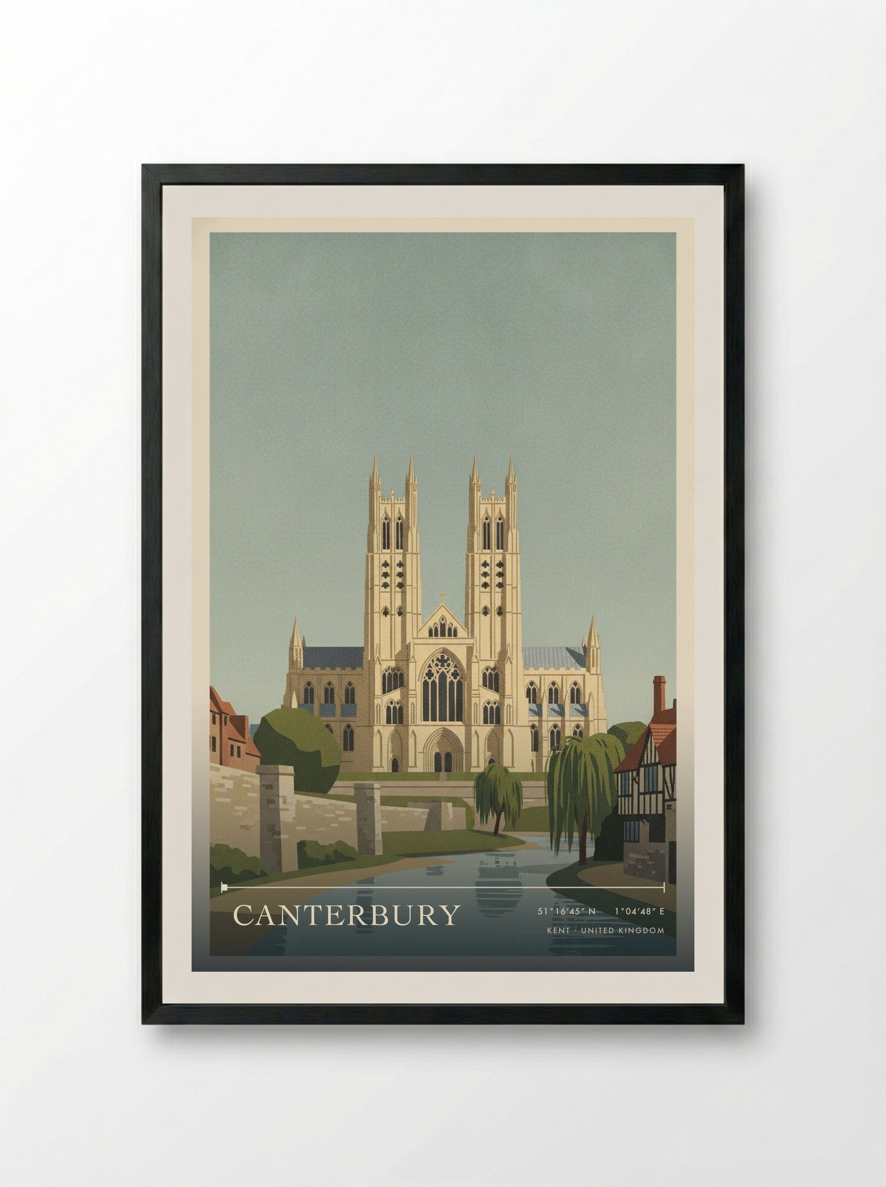 Canterbury Kent United Kingdom Travel Poster - Framed Print Black