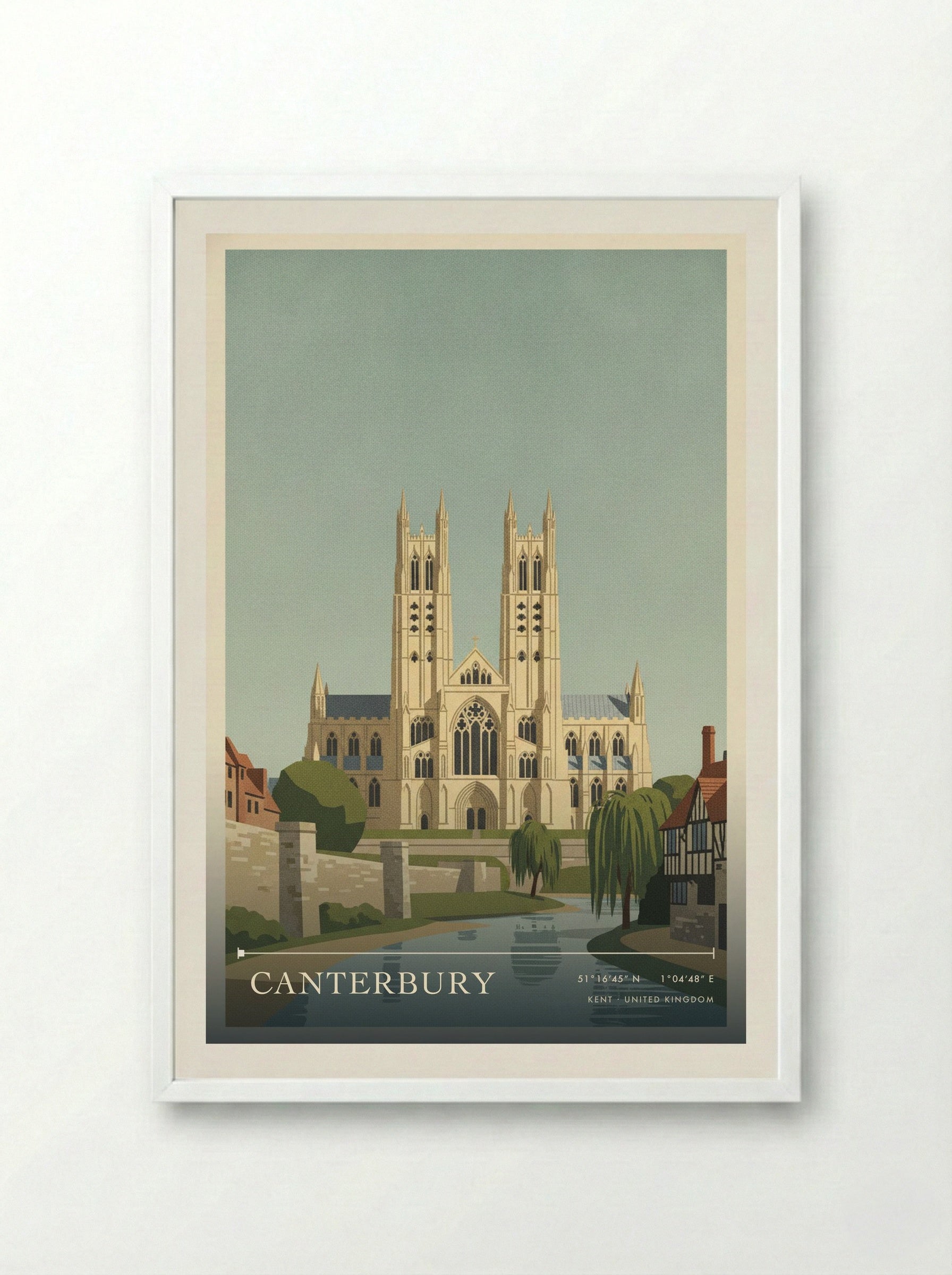 Canterbury Kent United Kingdom Travel Poster - Framed Print White