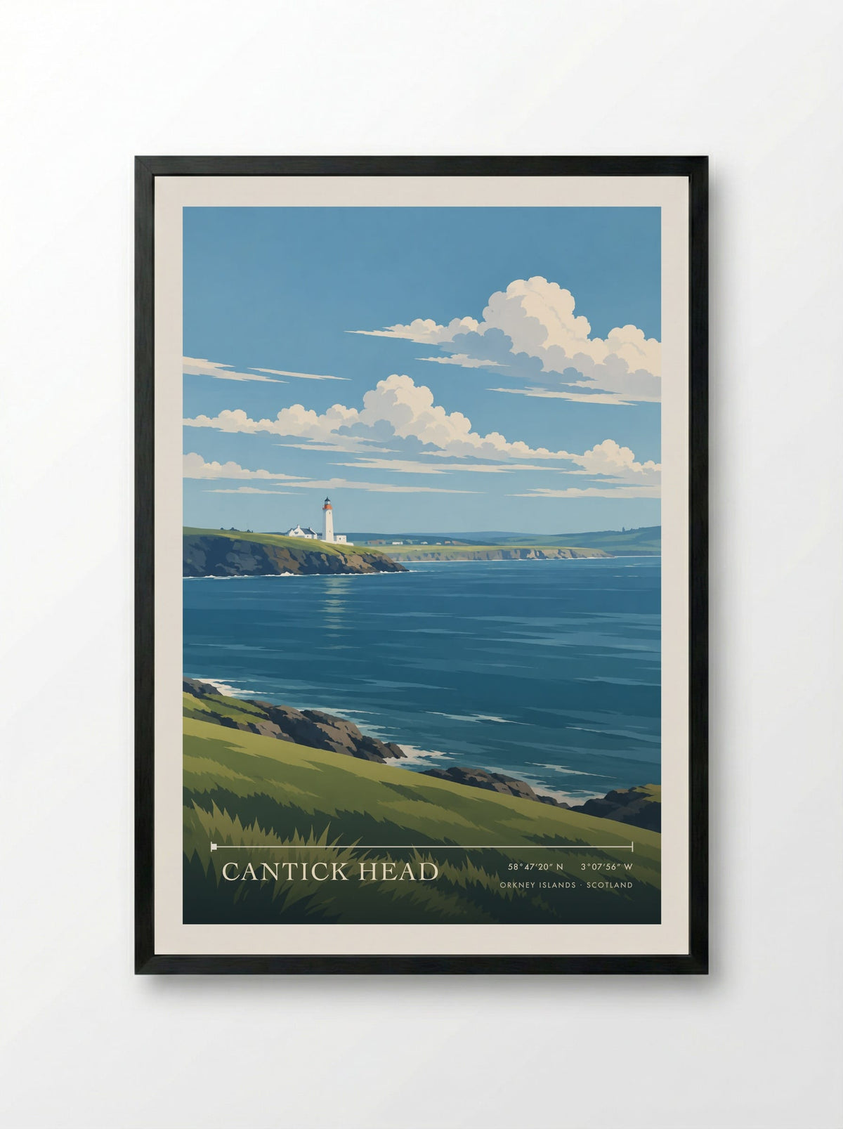 Cantick Head, Orkney Islands | Travel Poster - Framed Print Black