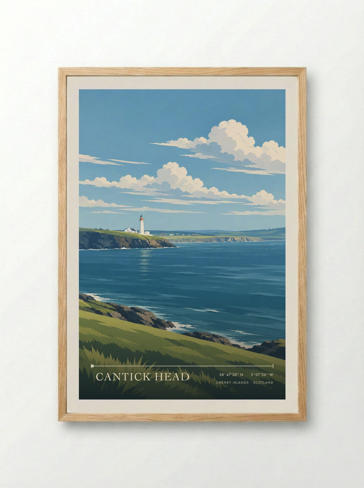 Cantick Head, Orkney Islands | Travel Poster - Framed Print Wood