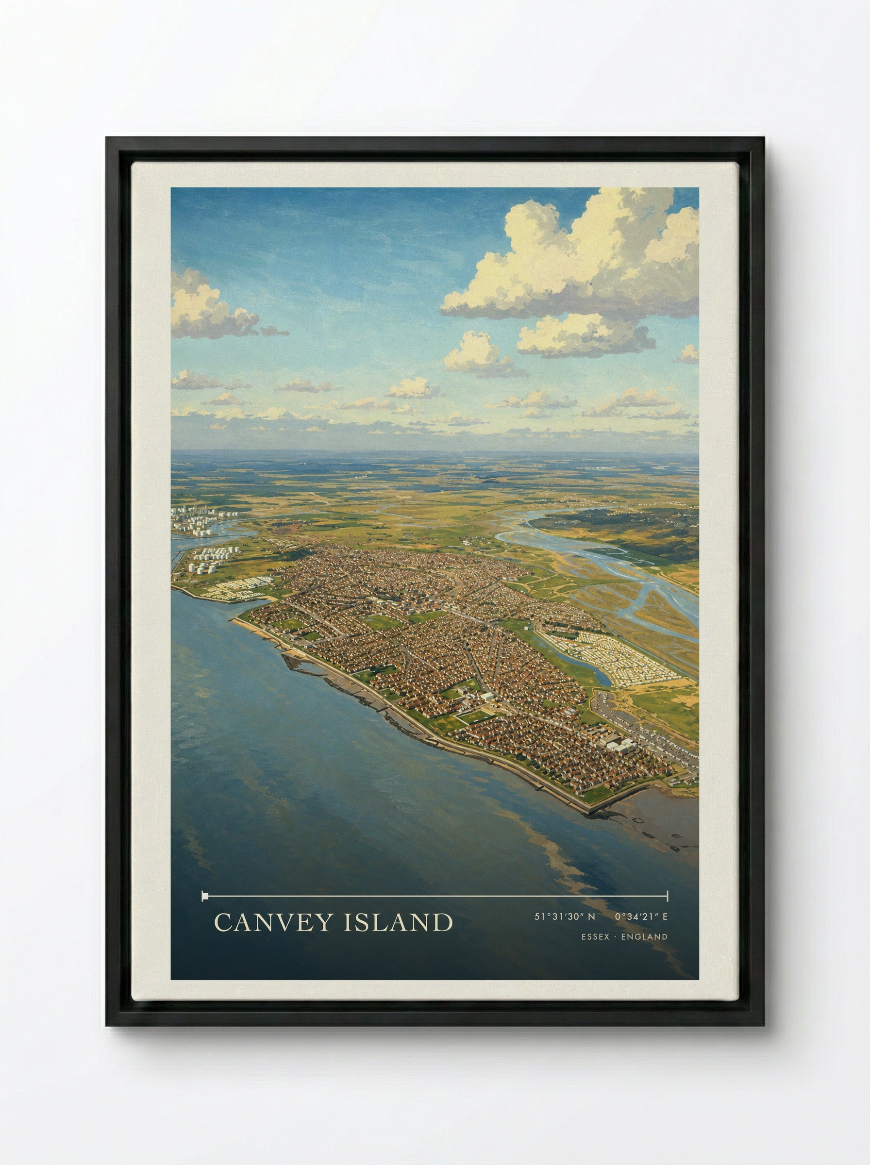 Canvey Island Essex England Travel Poster - Framed Canvas Black