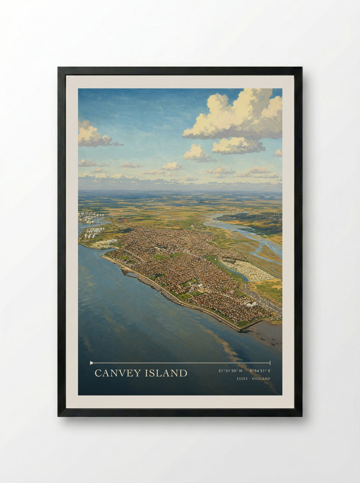 Canvey Island Essex England Travel Poster - Framed Print Black