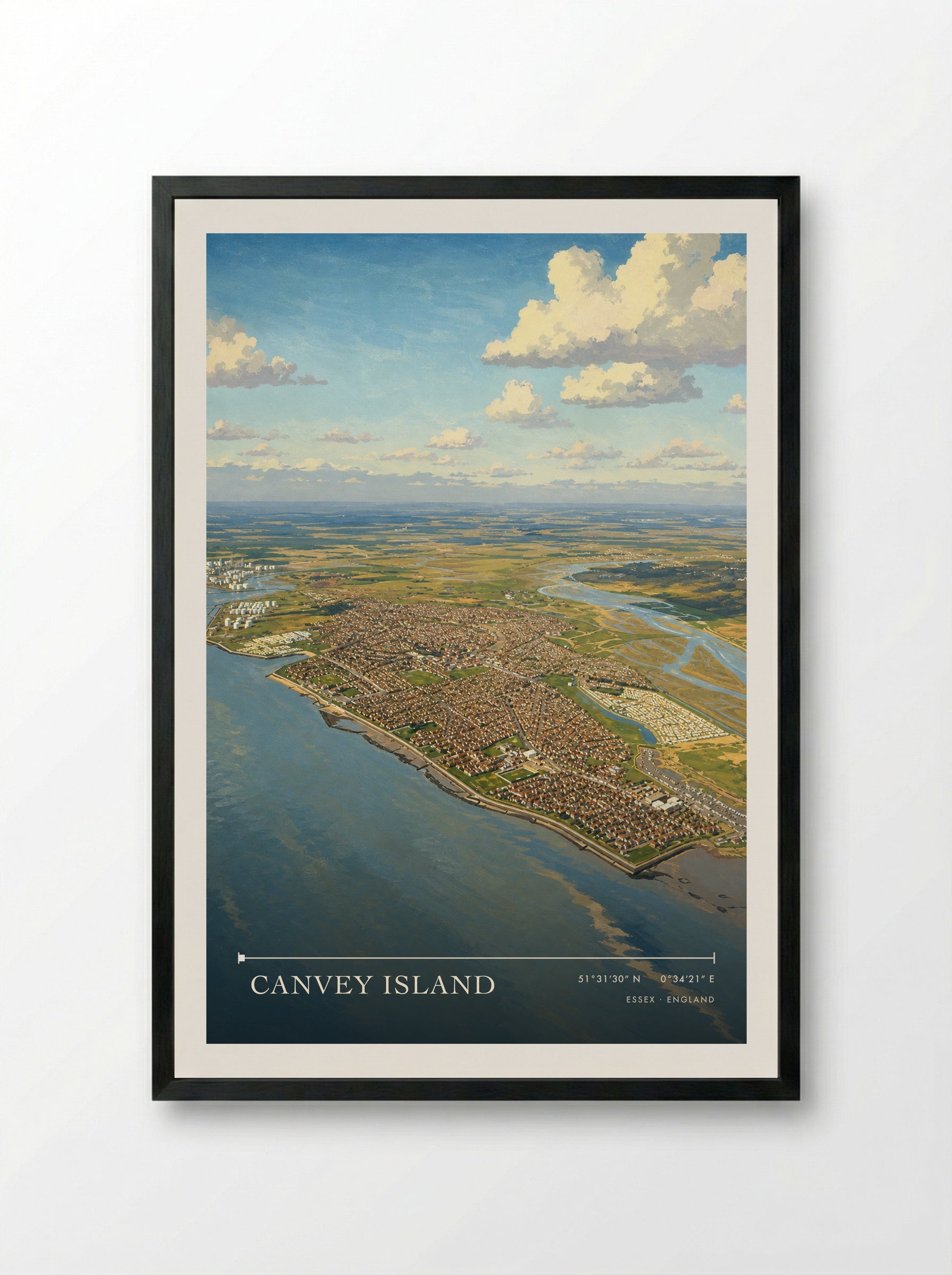 Canvey Island Essex England Travel Poster - Framed Print Black