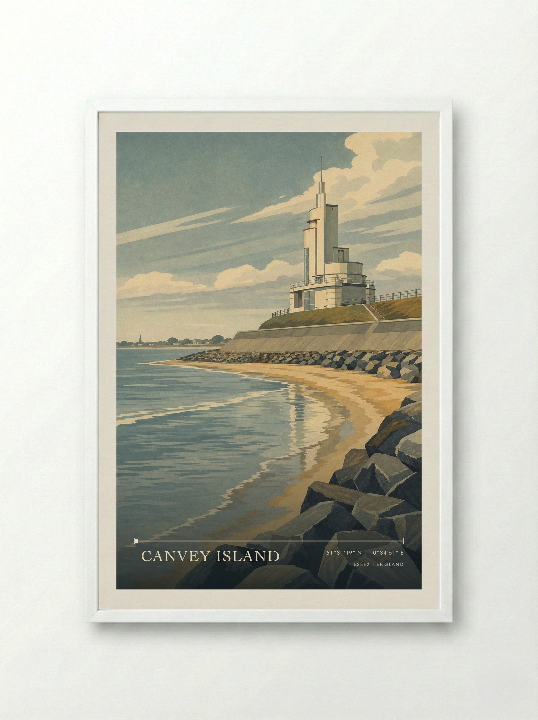 Canvey Island Essex England Travel Poster - Framed Print White