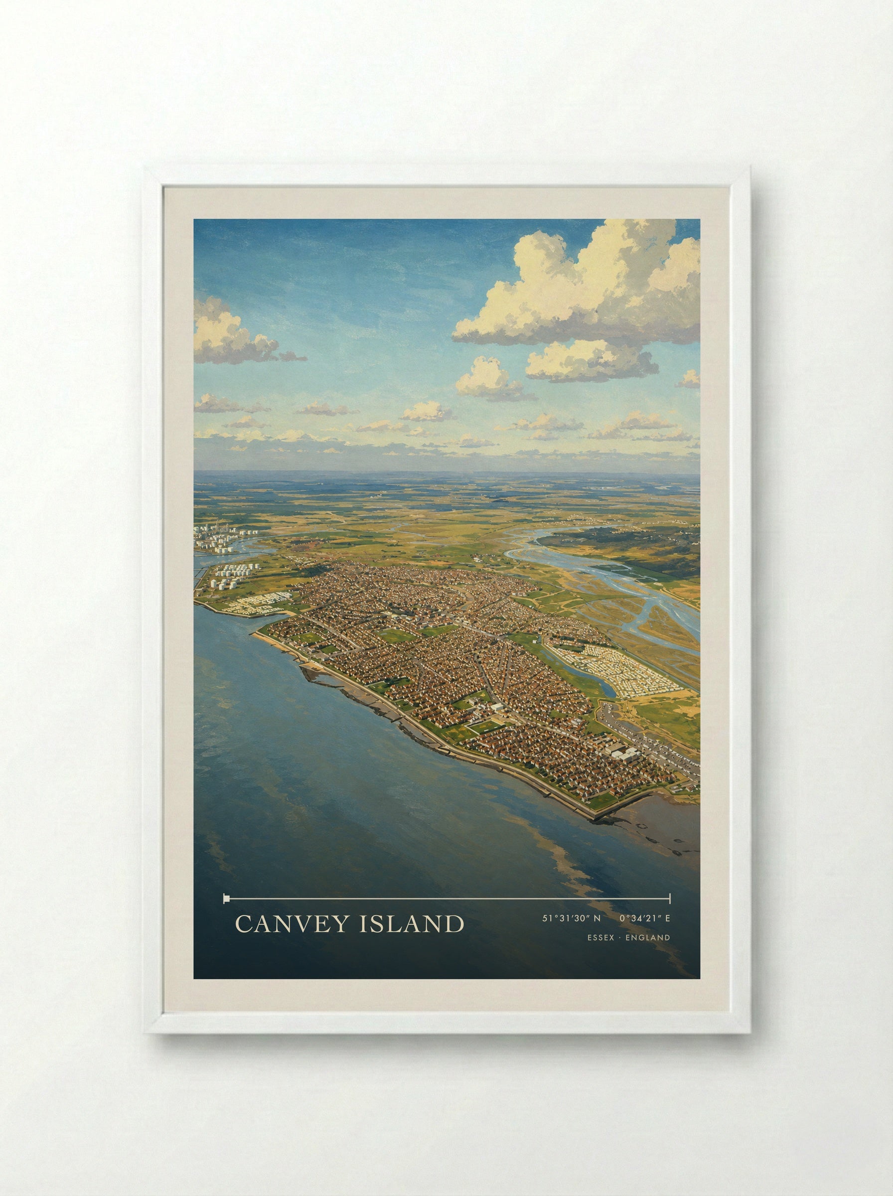Canvey Island Essex England Travel Poster - Framed Print White