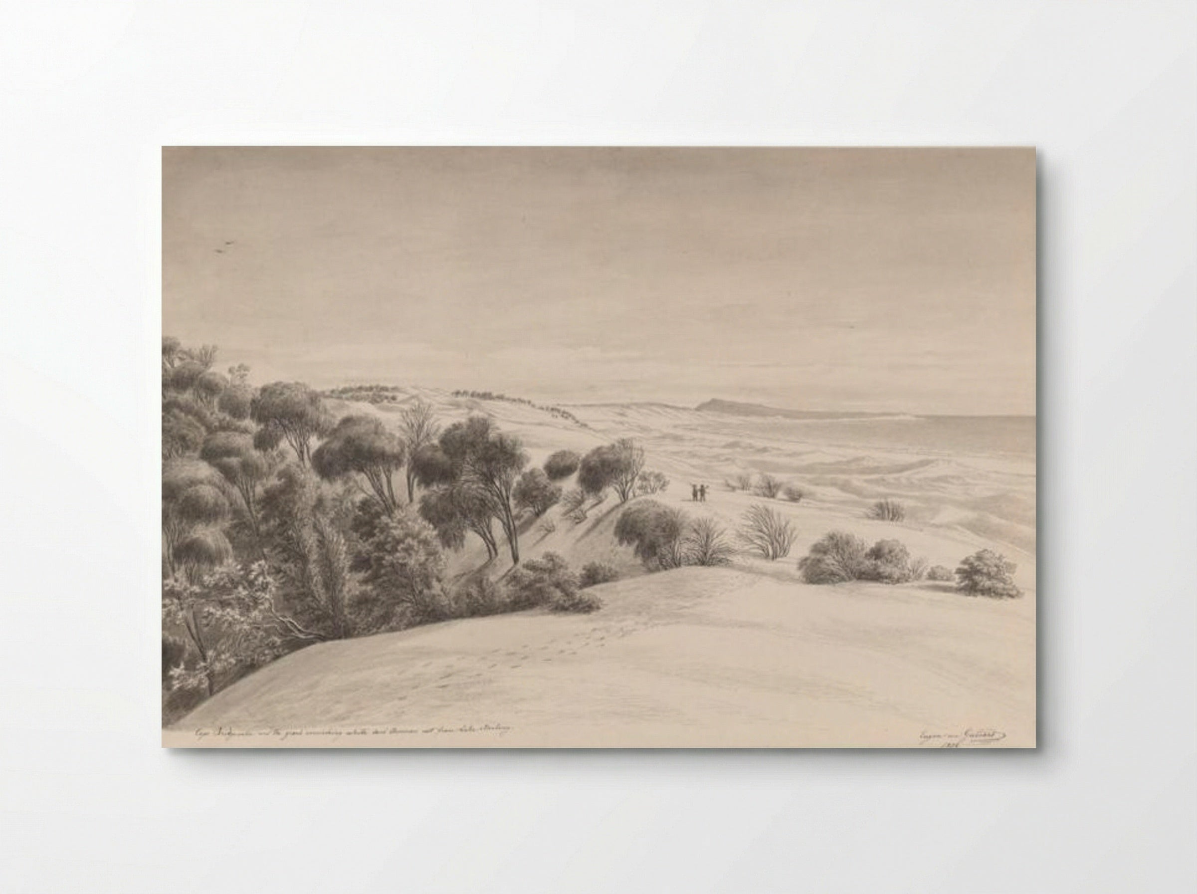 Cape Bridgewater and the grand encroaching white sand hommocs east from Lake Bonbong - Eugene von Guerard - Poster