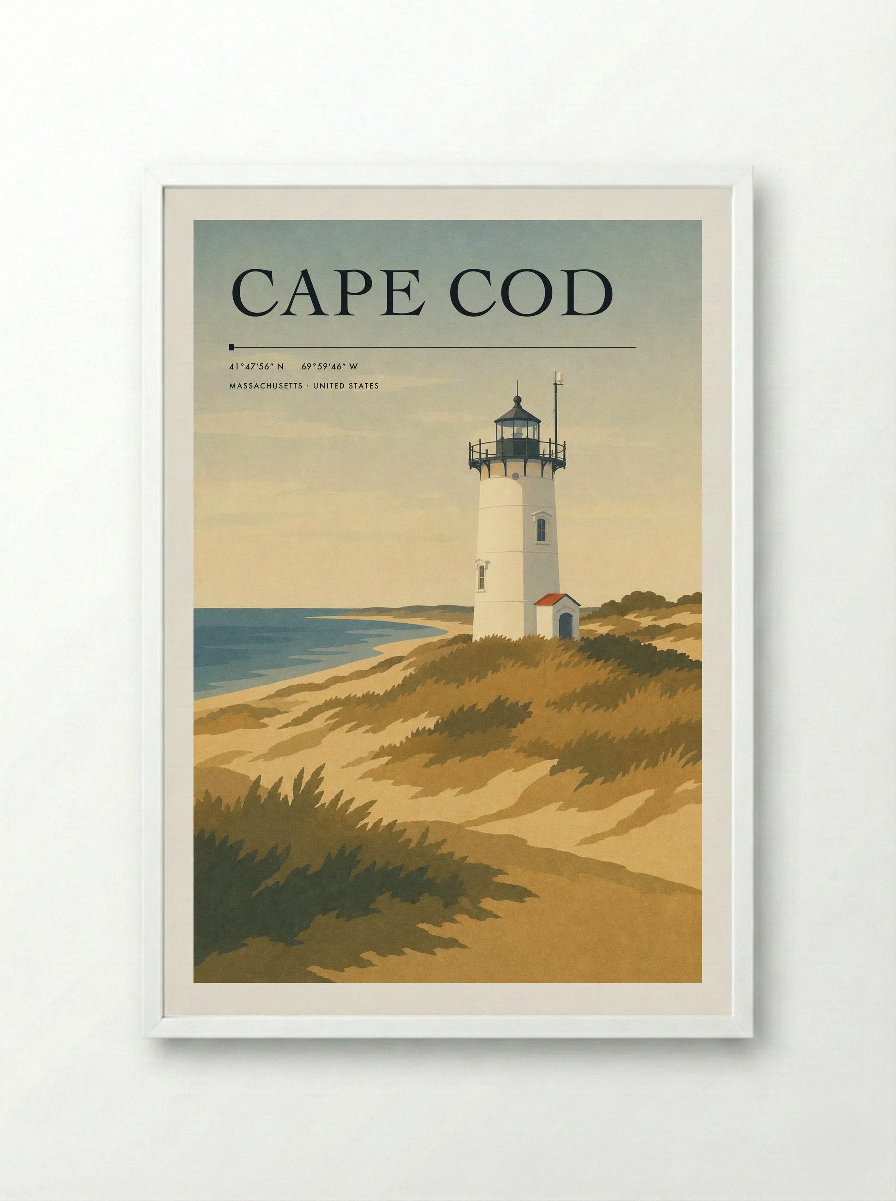 Cape Cod Travel Poster Artwork - Framed Print White