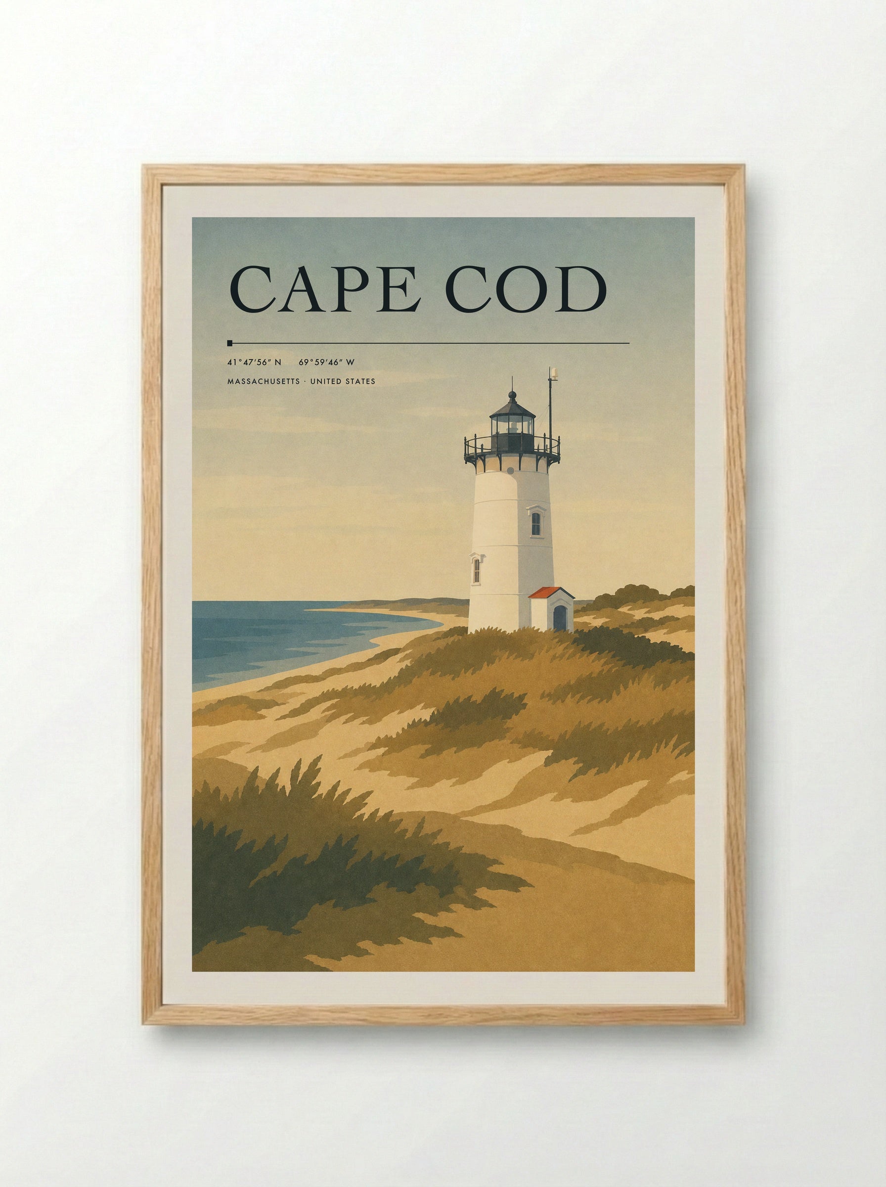 Cape Cod Travel Poster Artwork - Framed Print Wood