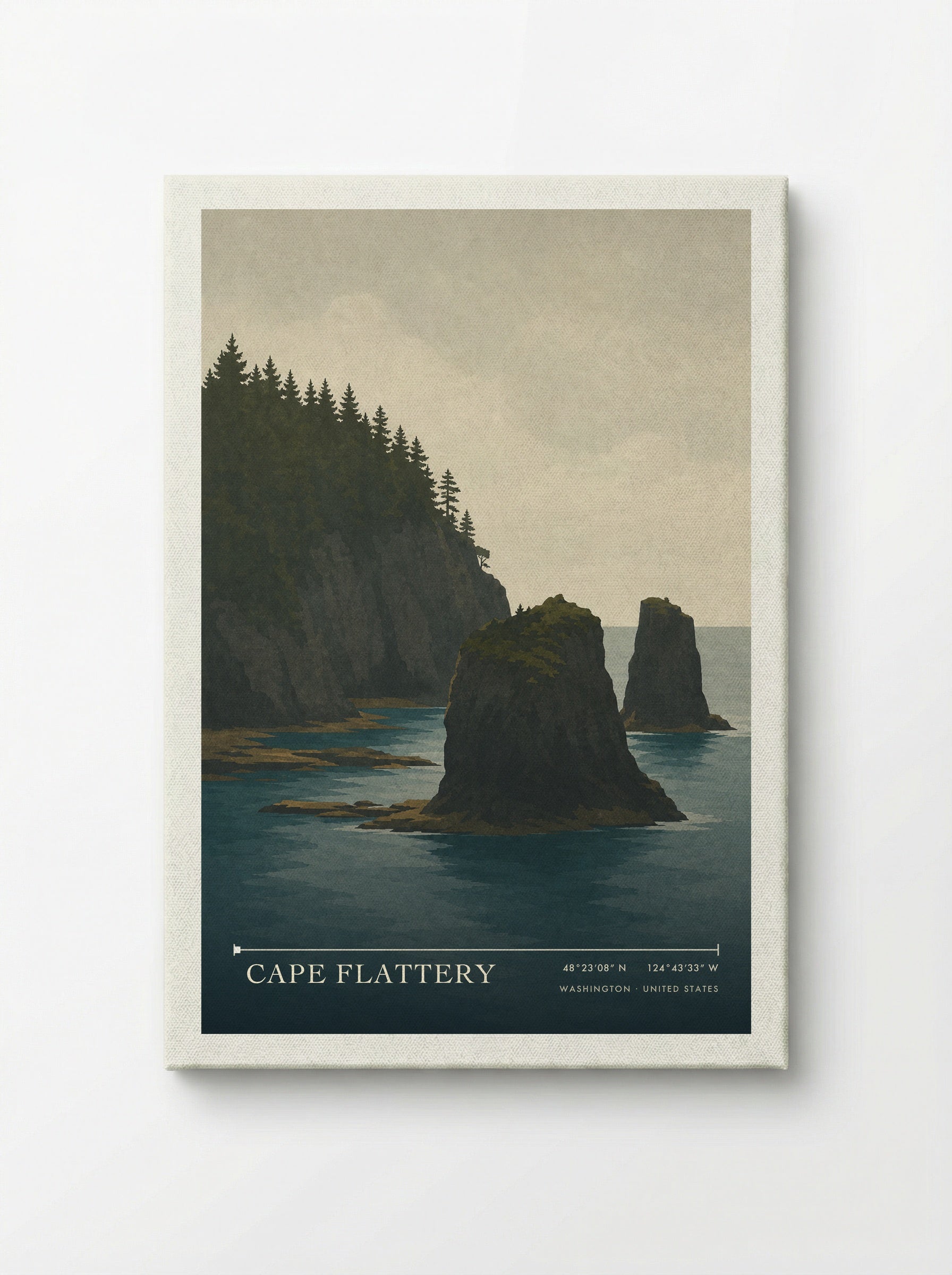 Cape Flattery Travel Poster Artwork - Canvas