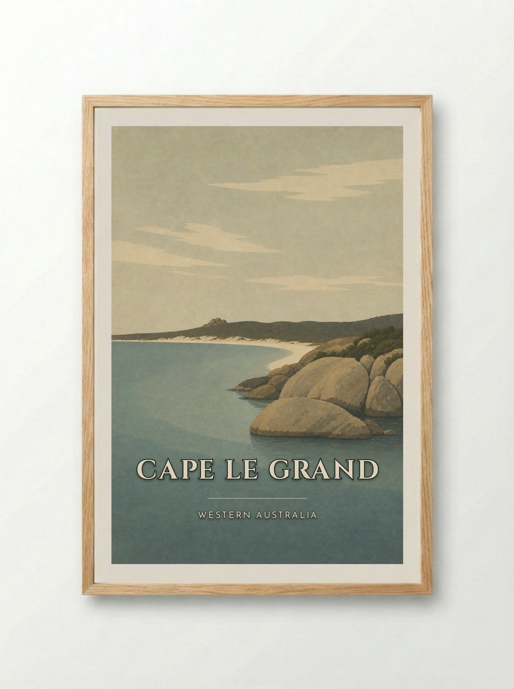 Cape Le Grand Travel Poster Artwork - Framed Print Wood