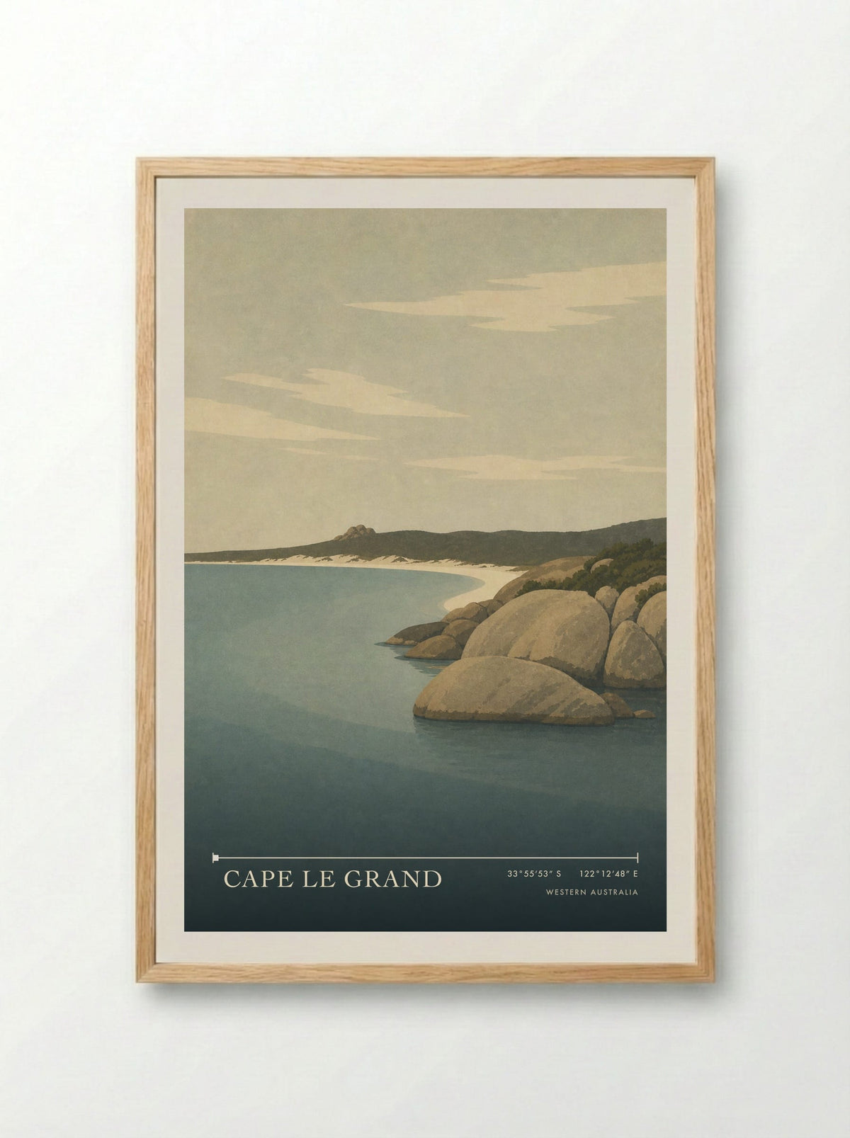 Cape Le Grand Travel Poster Artwork - Framed Print Wood