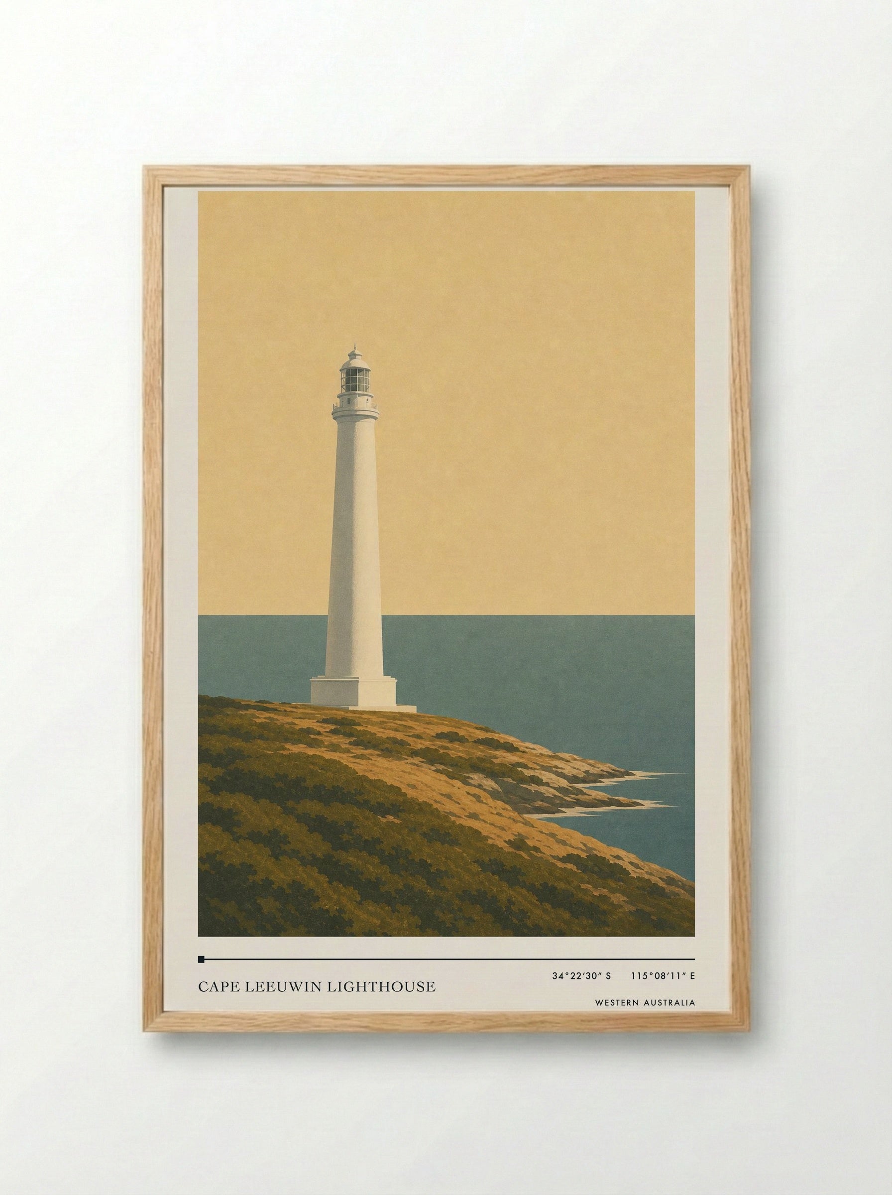 Cape Leeuwin Lighthouse Travel Poster Artwork - Framed Print Wood