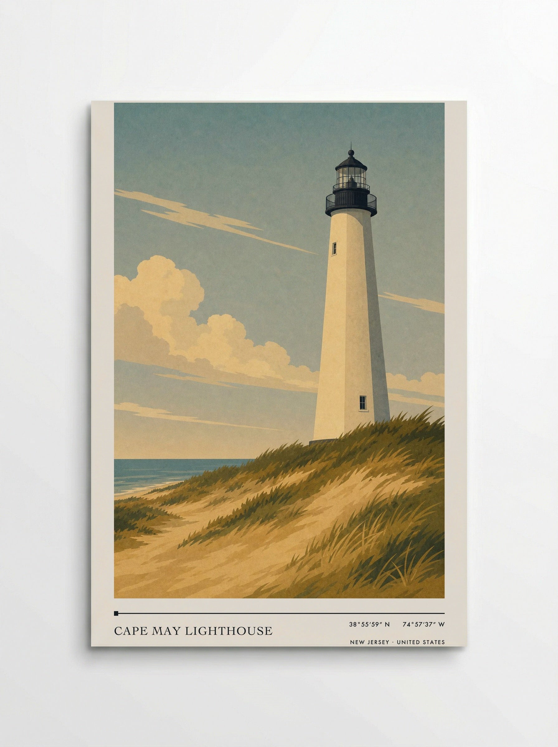 Cape May Lighthouse New Jersey United States Travel Poster - Poster
