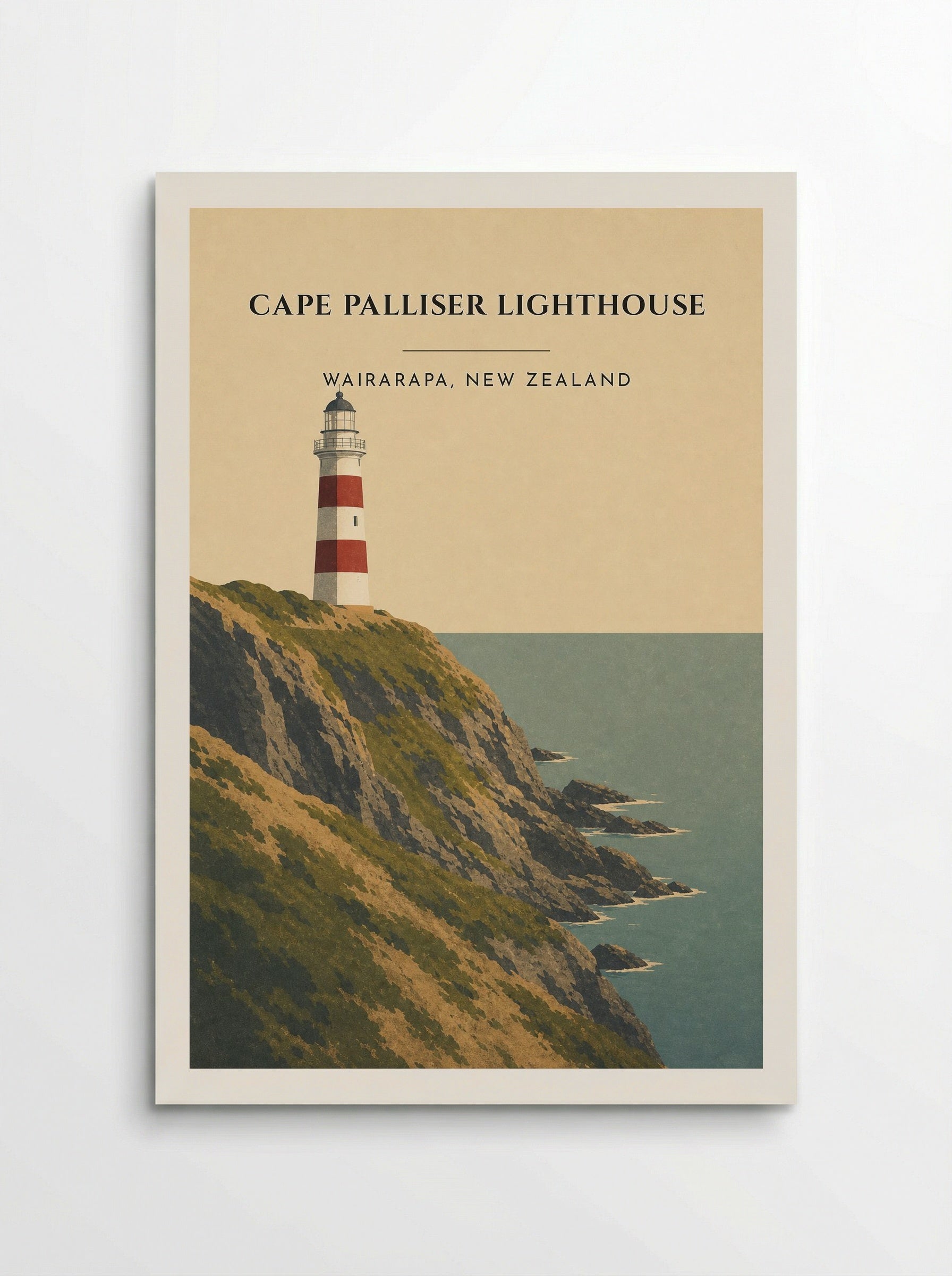 Cape Palliser Lighthouse Travel Poster Artwork - Poster
