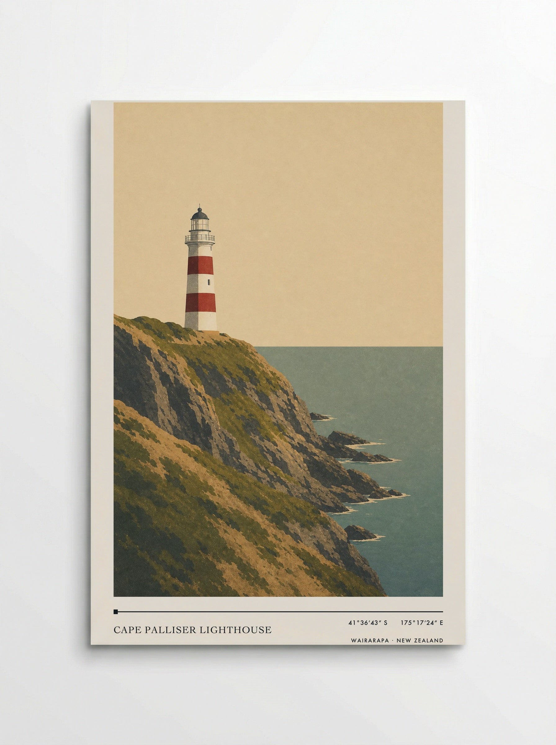 Cape Palliser Lighthouse Travel Poster Artwork - Poster