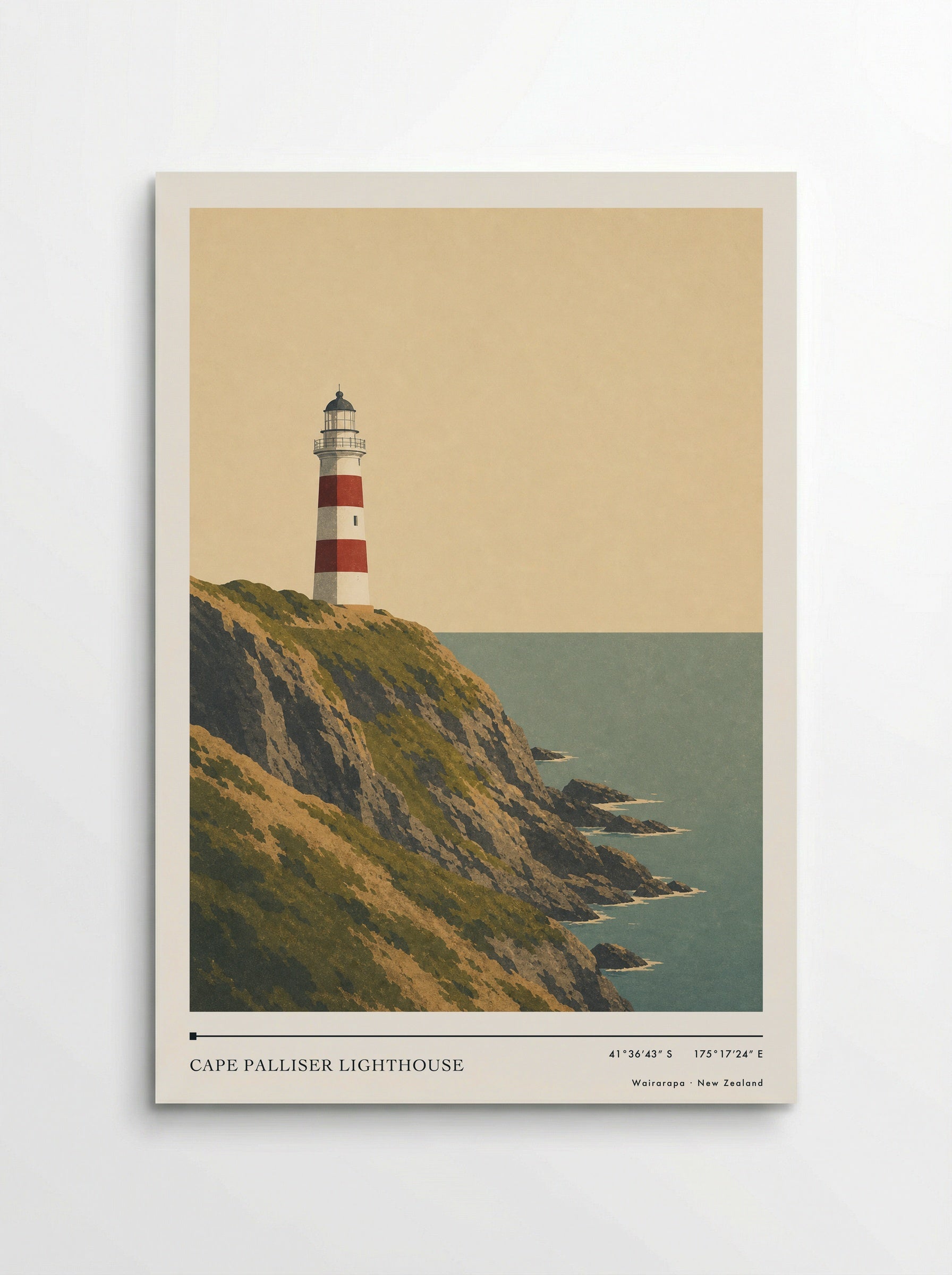 Cape Palliser Lighthouse Travel Poster Artwork - Poster