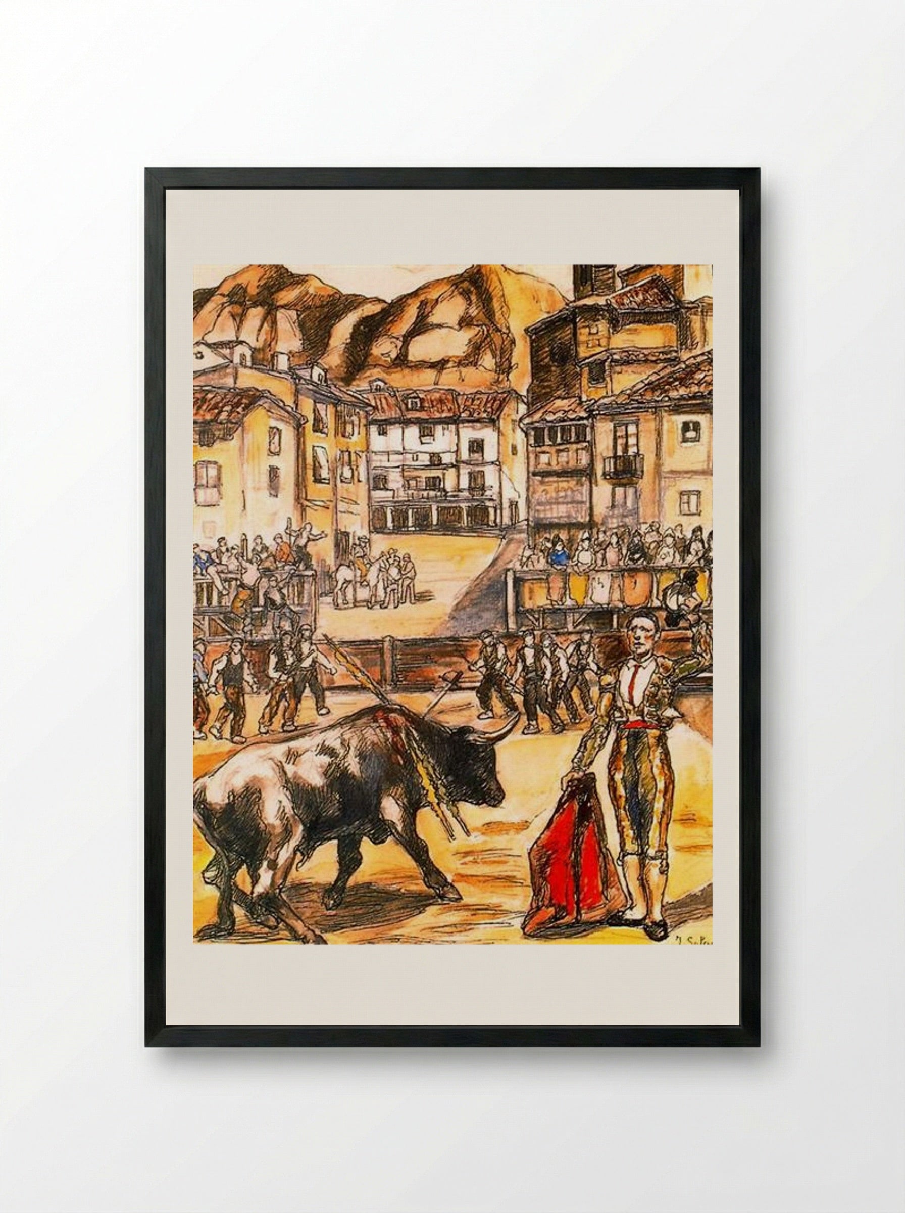 Cape in a Village - José Gutiérrez Solana - Framed Print Black