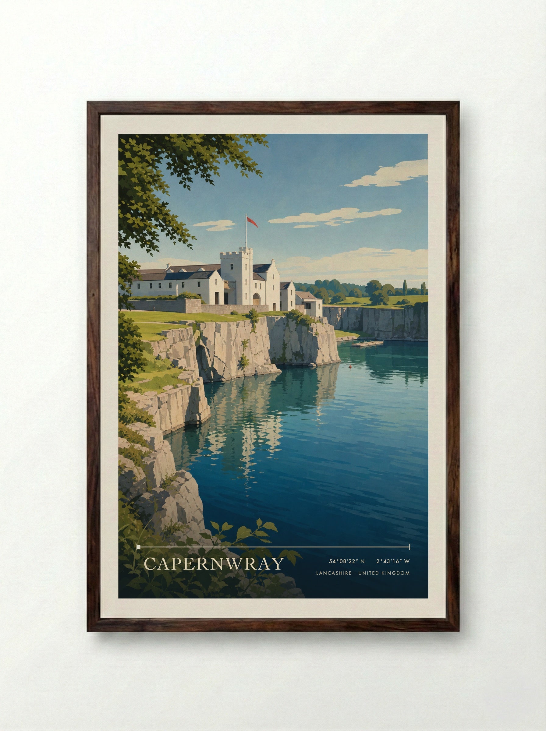Capernwray Lancashire United Kingdom Travel Poster - Framed Print Dark Wood