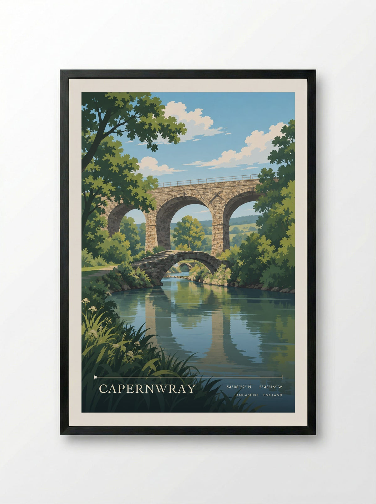 Capernwray, Lancashire | Travel Poster - Framed Print Black