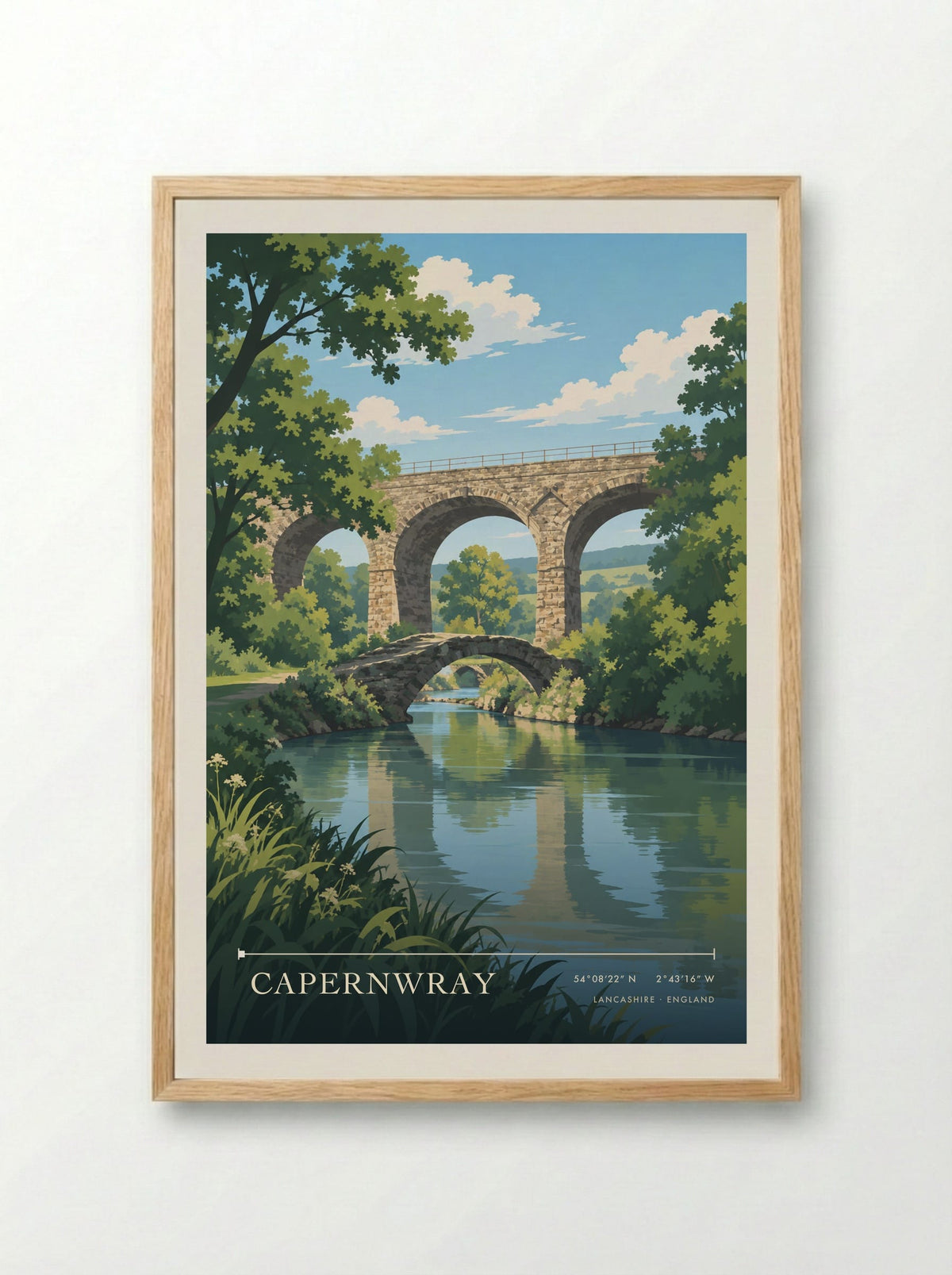 Capernwray, Lancashire | Travel Poster - Framed Print Wood