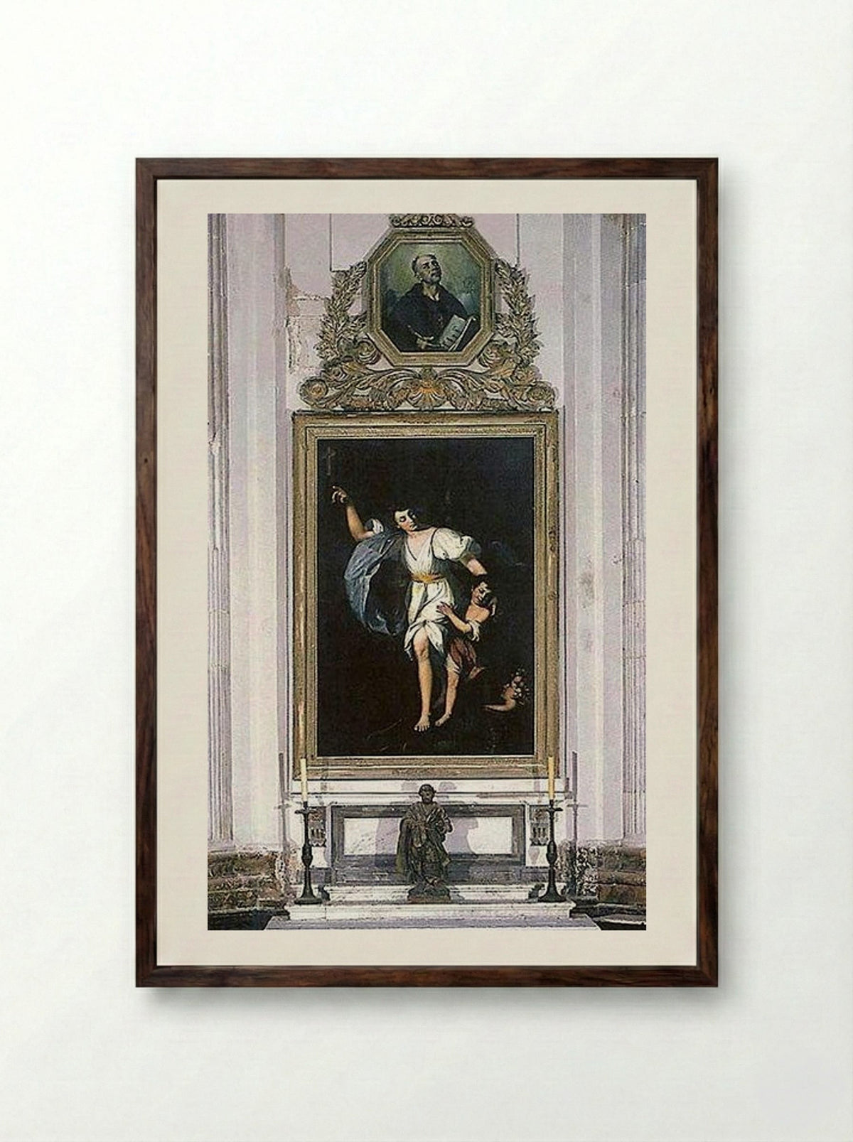 Capilla del Santo Ángel de la Guarda de la Iglesia Catedral de Cádiz - Joaquín Manuel Fernández Cruzado - Framed Print Dark Wood