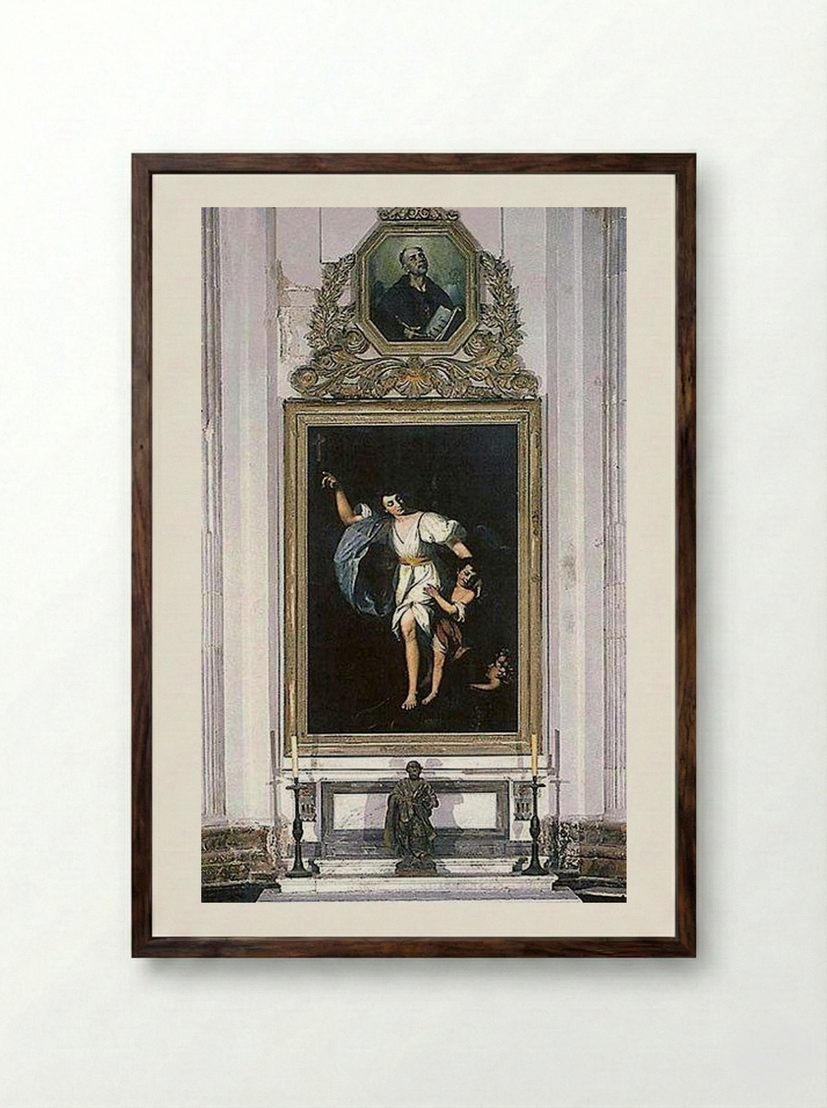 Capilla del Santo Ángel de la Guarda de la Iglesia Catedral de Cádiz - Joaquín Manuel Fernández Cruzado - Framed Print Dark Wood