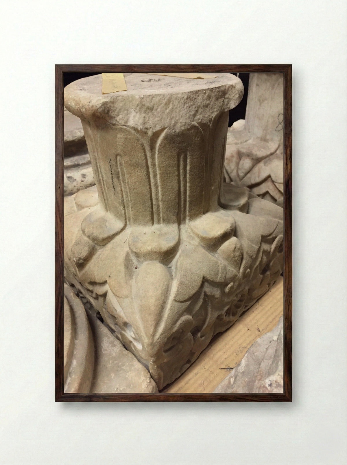 Capital and Bases of a Column - Fine Art Print - Framed Print Dark Wood