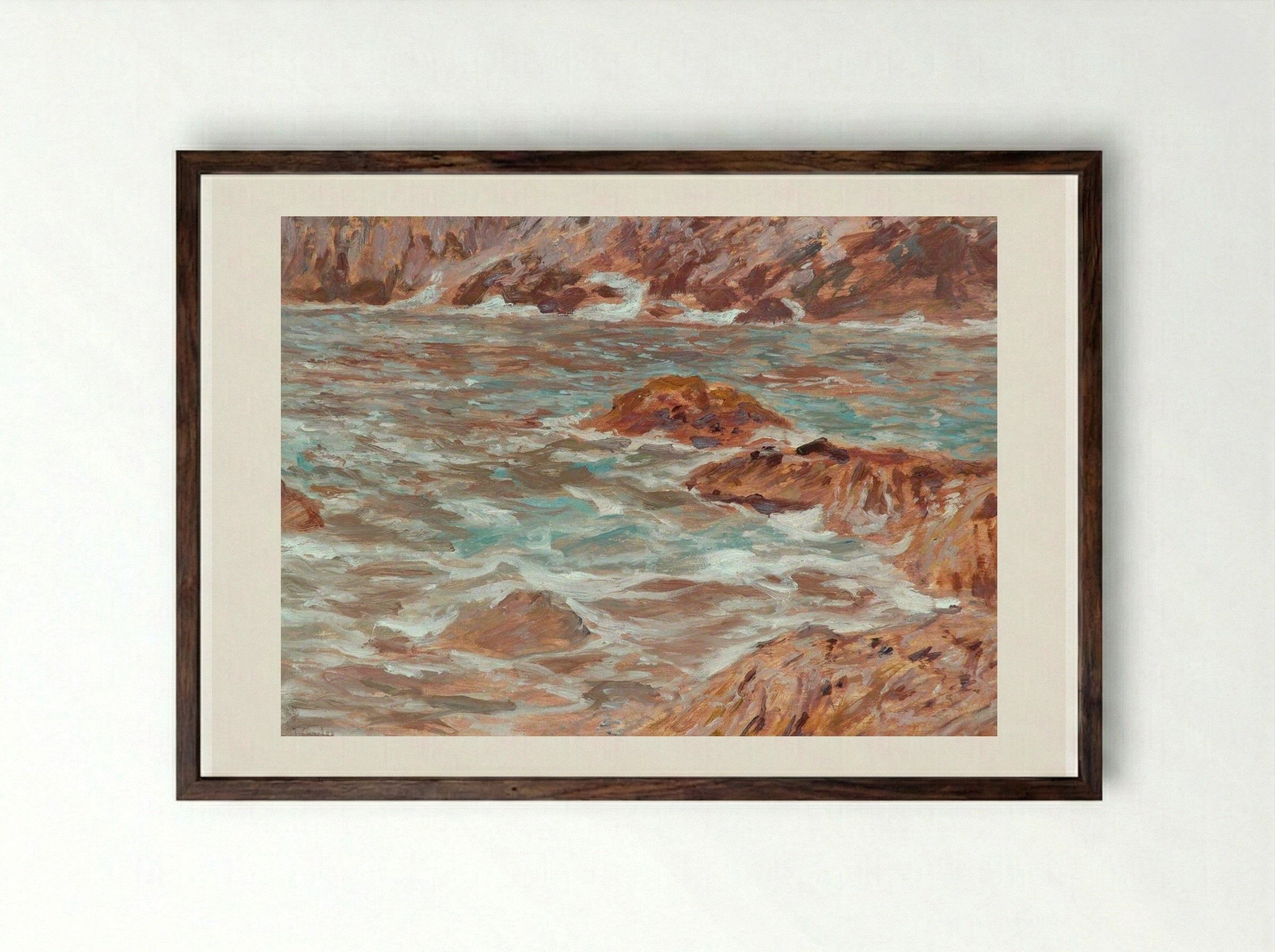 Capri, Seascape - James Charles - Framed Print Dark Wood