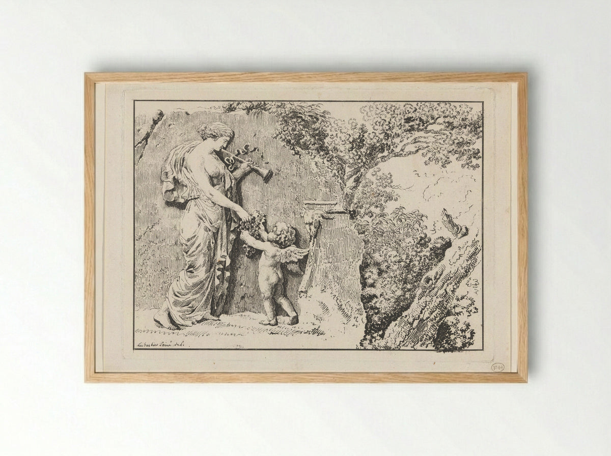 Capriccio with Antique Relief - Jean-Jacques-François Le Barbier - Framed Print Wood