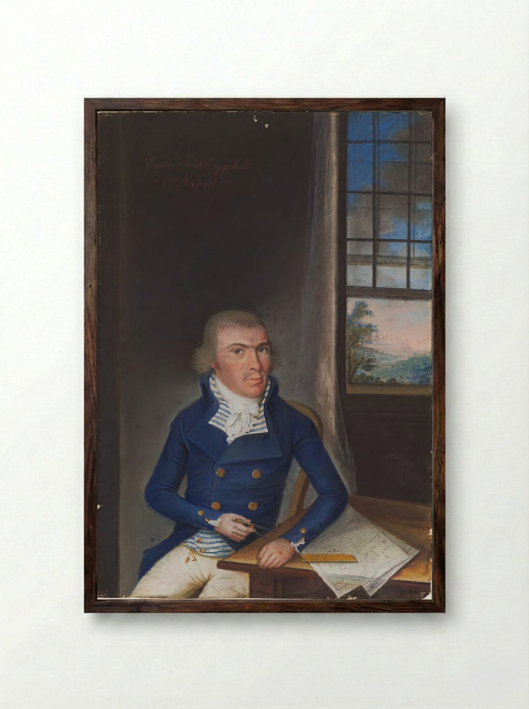 Captain Caleb Coggeshall - William Dunlap - Framed Print Dark Wood