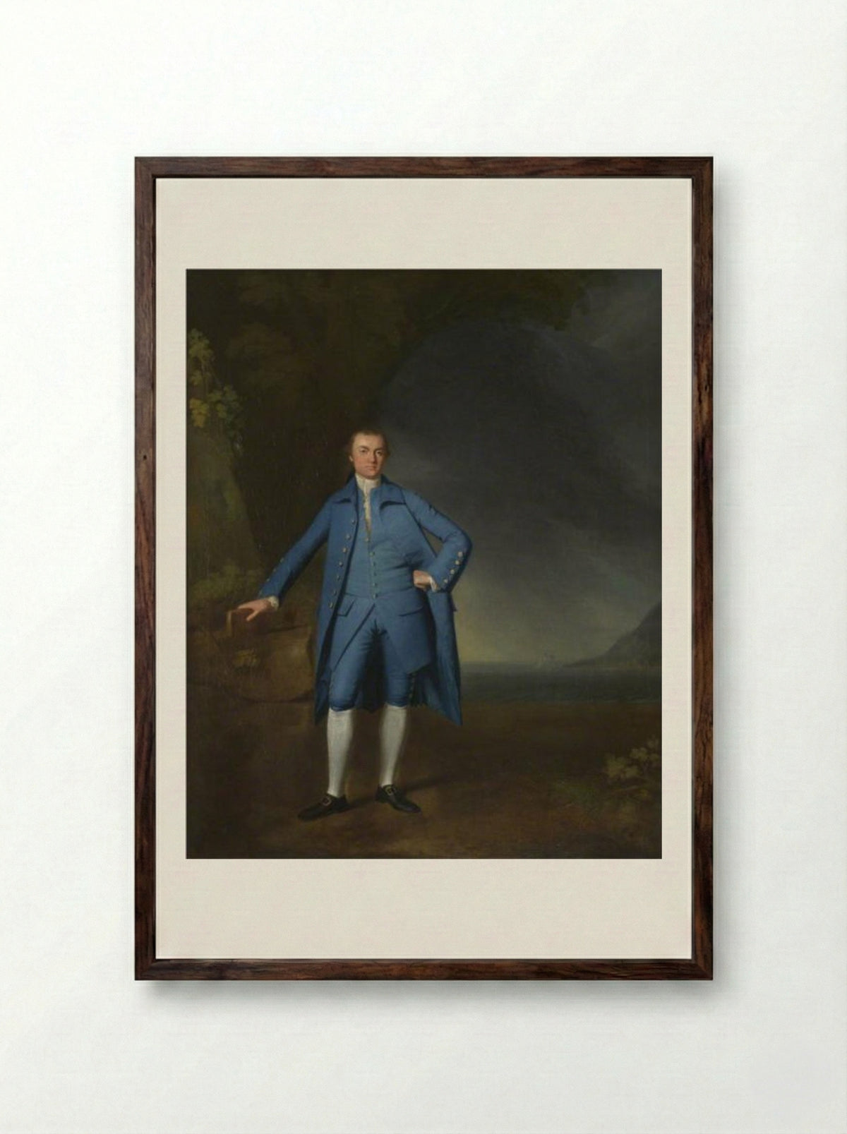 Captain Robert Banks - George Romney - Framed Print Dark Wood