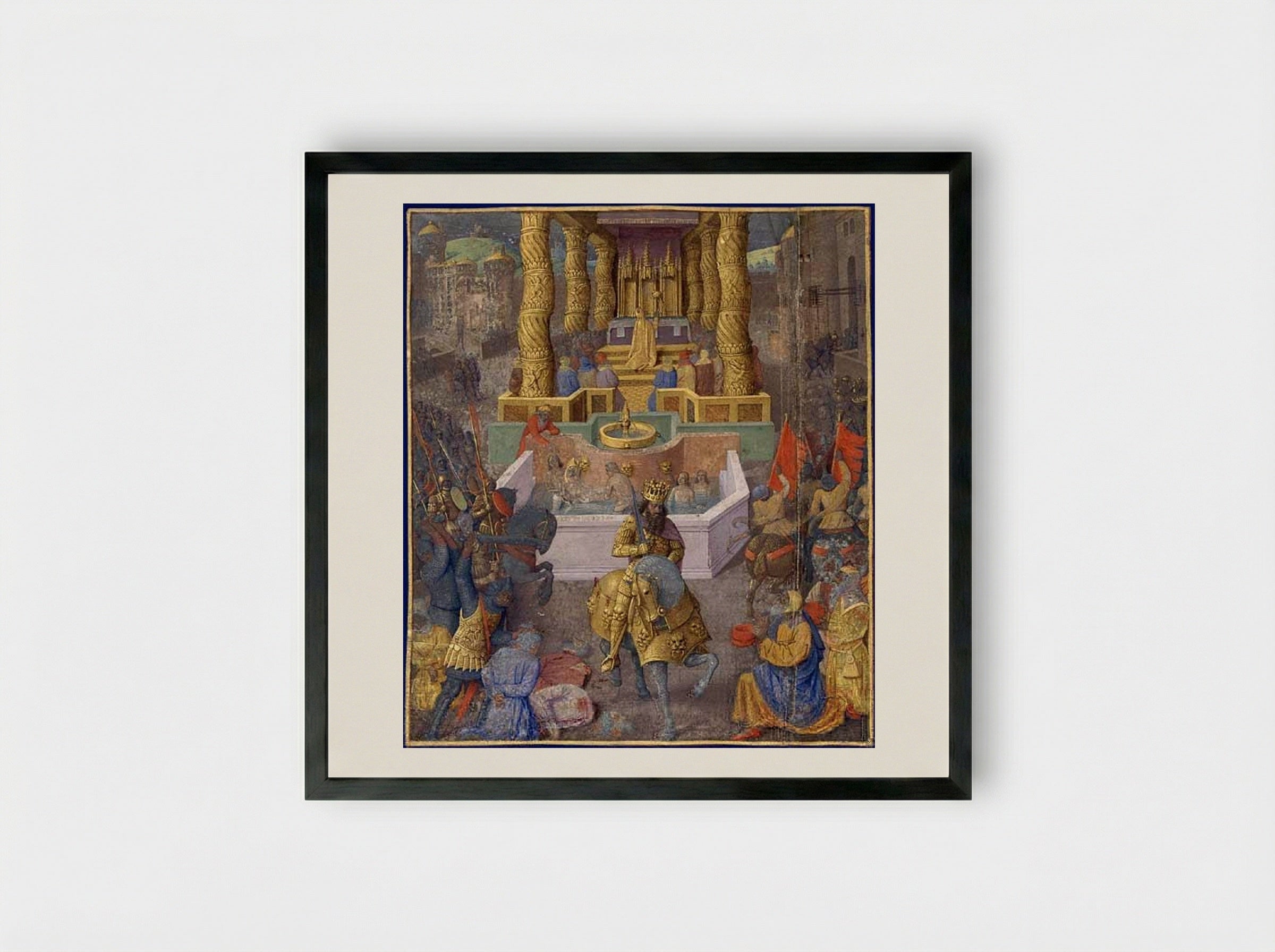 Capture of Jerusalem by Herod the Great - Jean Fouquet - Framed Print Black
