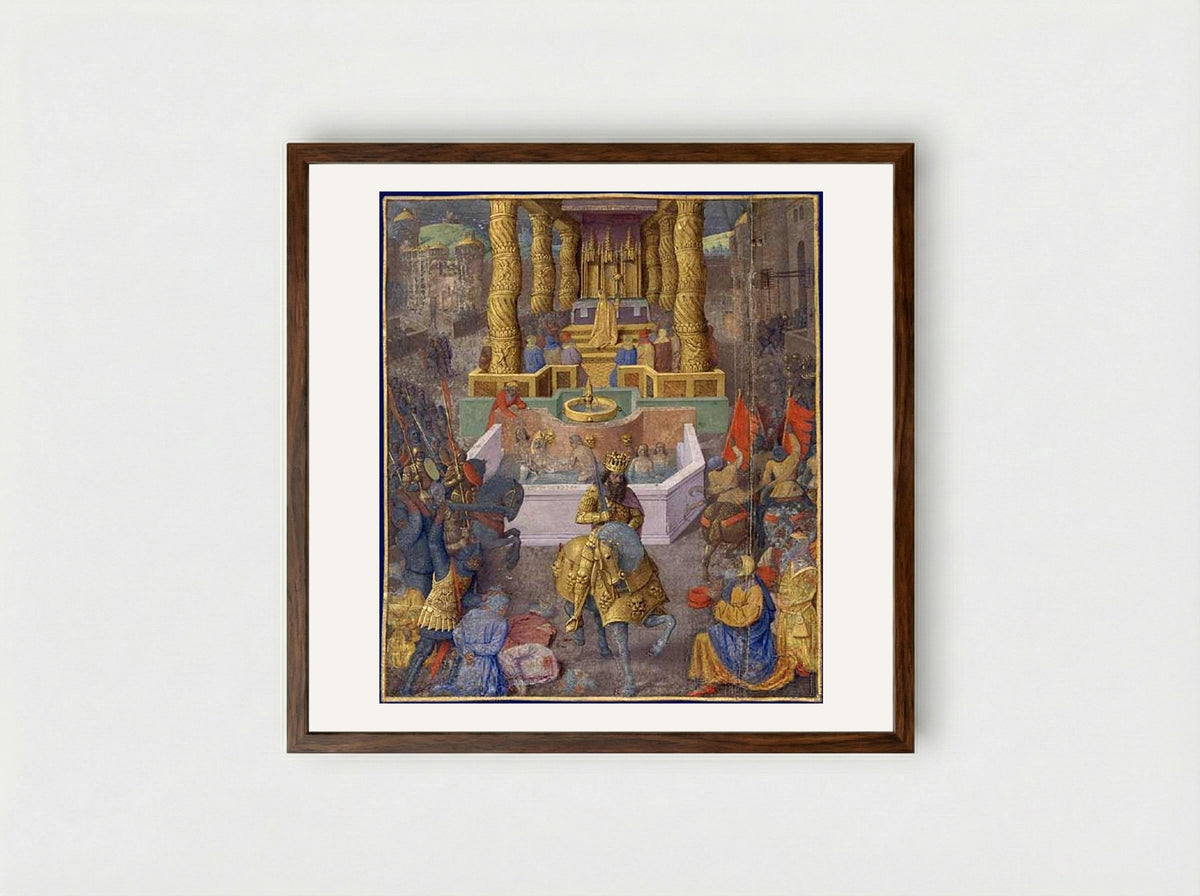 Capture of Jerusalem by Herod the Great - Jean Fouquet - Framed Print Dark Wood